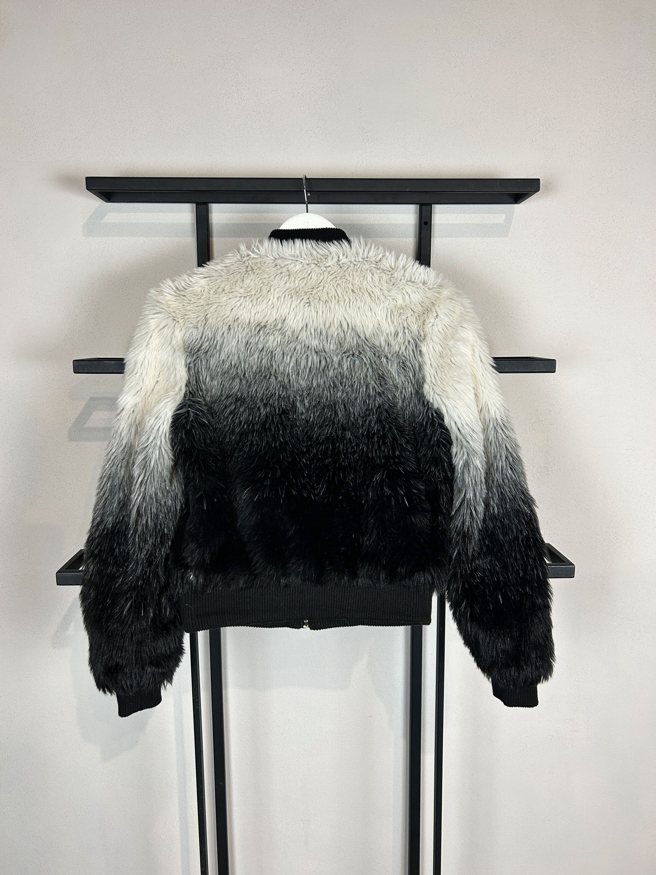 Japanese Brand Gradient Fur Jacket Cropped Y2K Glam Black White Zip Size US S / EU 44-46 / 1 - 6 Thumbnail