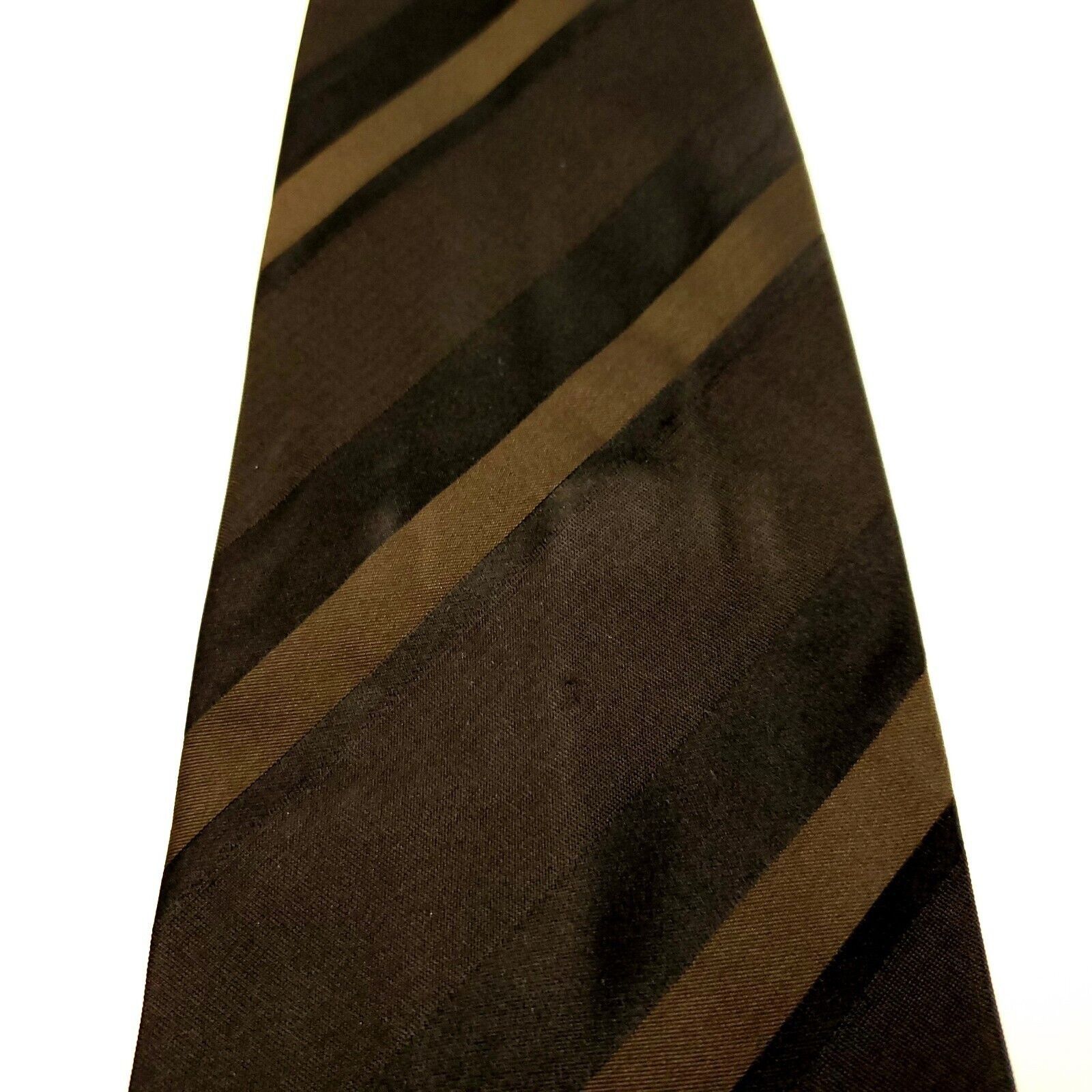 Designer Vito Rufolo Uomo Couture Silk Tie Brown Woven Striped Wide I Size ONE SIZE - 2 Thumbnail
