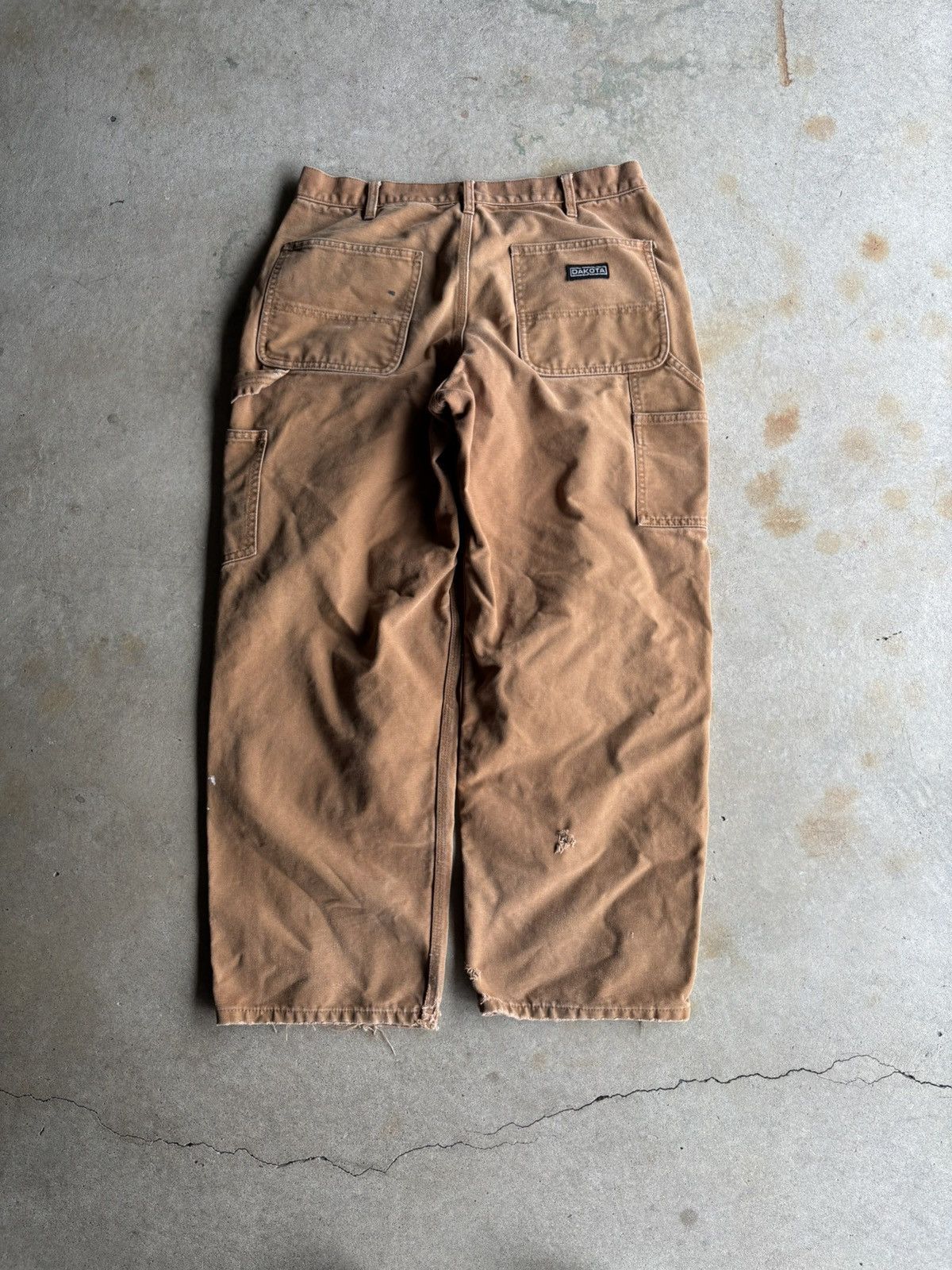 Other Vintage Dakotas Boxy Beige Distressed Double Knee Workpants Size US 32 / EU 48 - 2 Thumbnail