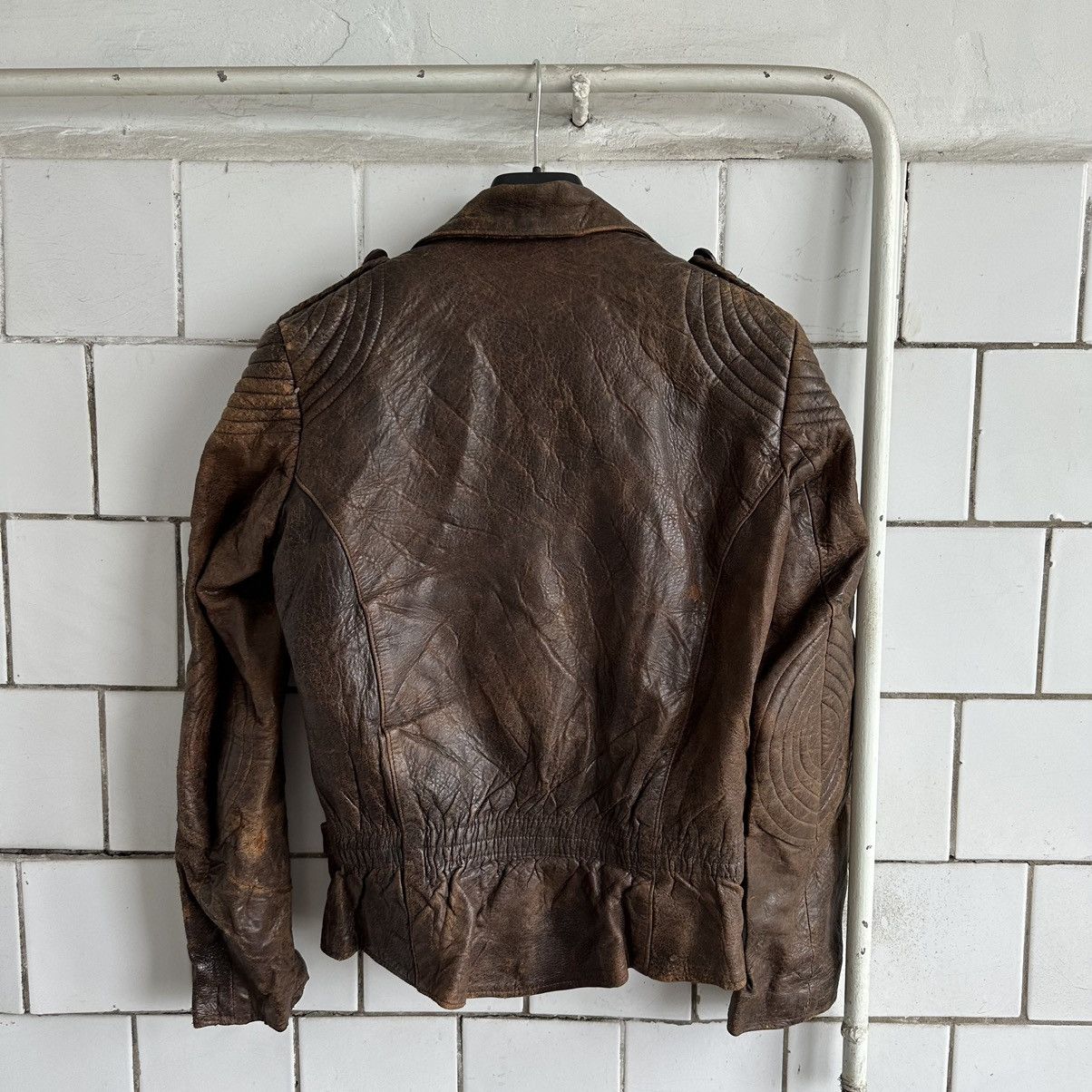 Other Vintage Moto Leather Jacket Distressed Y2K Style USA 90s Size US M / EU 48-50 / 2 - 2 Thumbnail