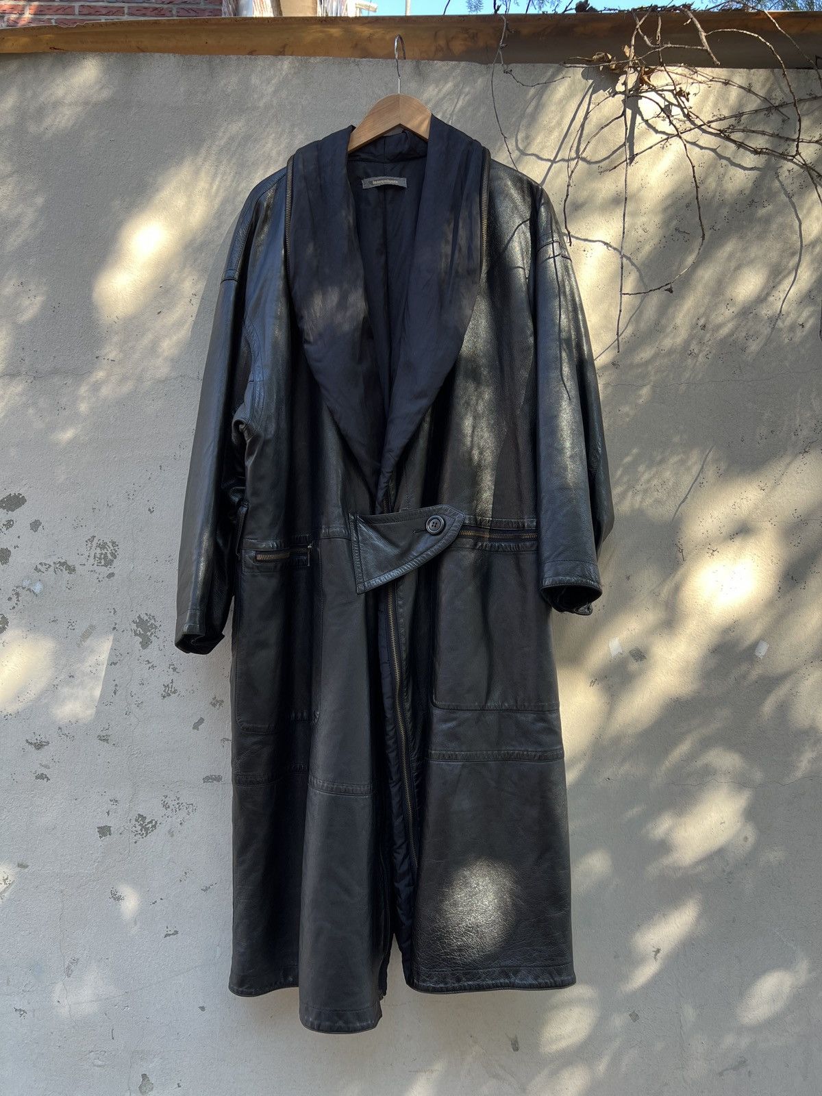 80s archive ISSEY MIYAKE zipper leather coat ( reversible