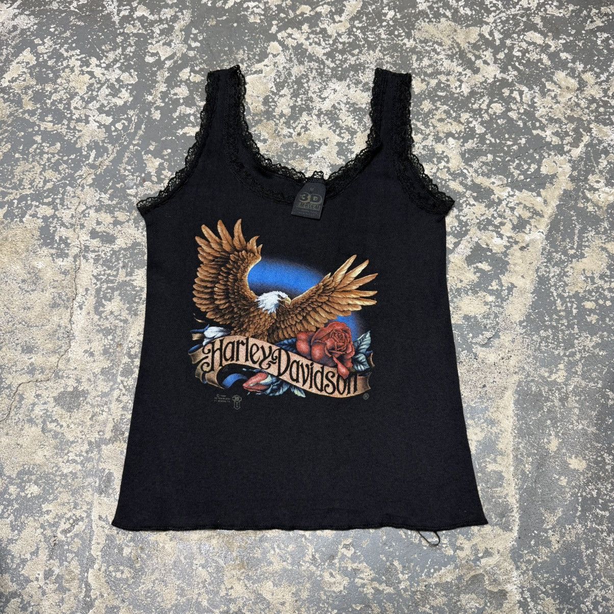 Vintage Vintage Harley Davidson Eagle 3D Emblem 90s Lace Tank Top T Size US M / EU 48-50 / 2 - 1 Thumbnail