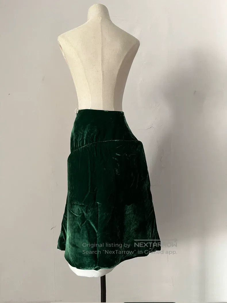 Comme des Garcons Comme des Garcons size S Green velvet skirt Size 22" - 7 Thumbnail