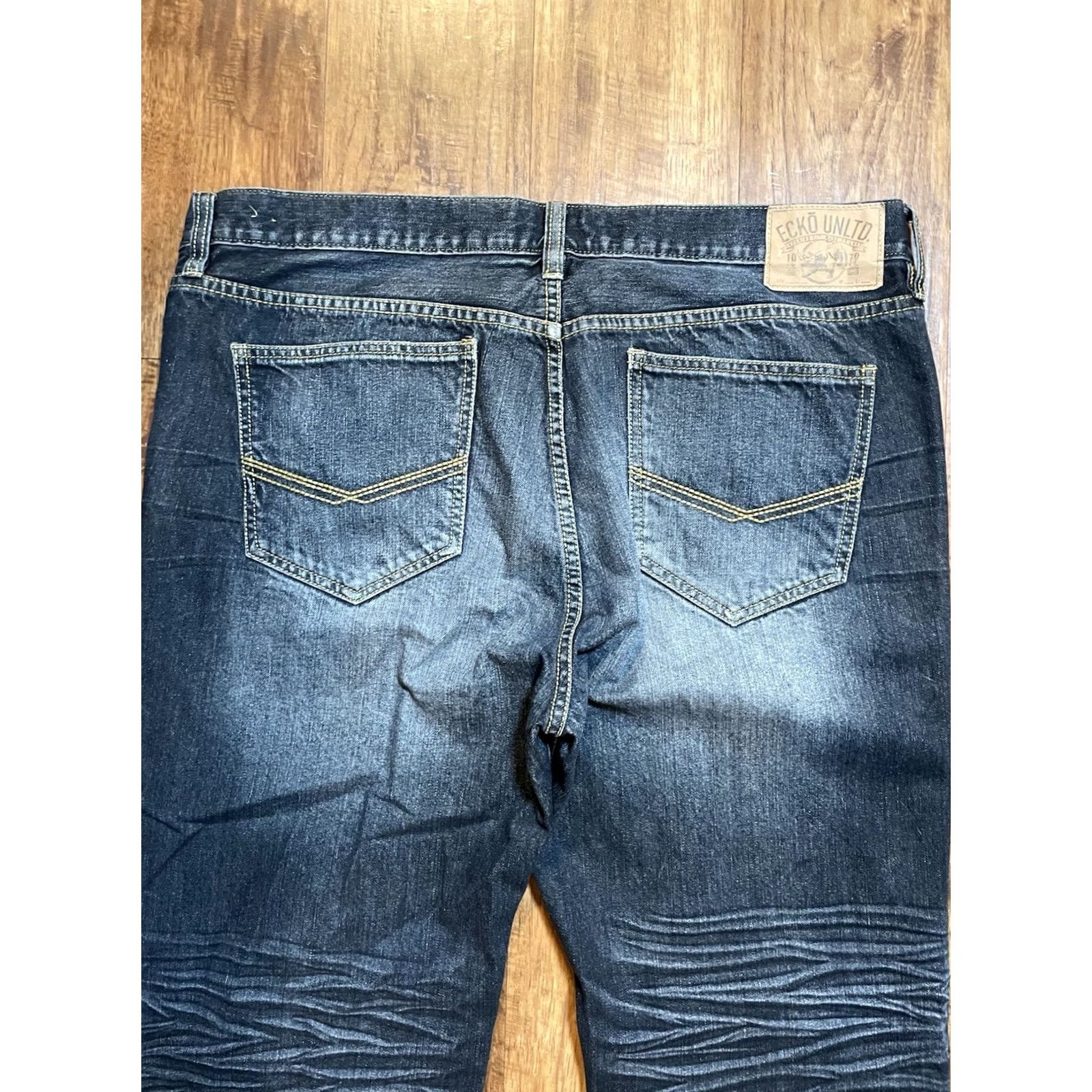 Ecko Unltd. VINTAGE Ecko Jeans Men's 40x32 Boot Cut Dark Wash Denim Blue 5-Pocket Regular Mens Regular Jeans Runtime Outdoors Classic 90s? Size US 40 / EU 56 - 3 Thumbnail