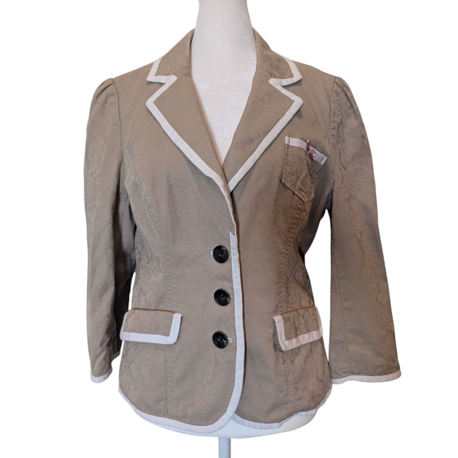 Guess Guess Jeans Y2K Tan Brocade Preppy Schoolgirl Blazer Large Size L / US 10 / IT 46 - 1 Thumbnail