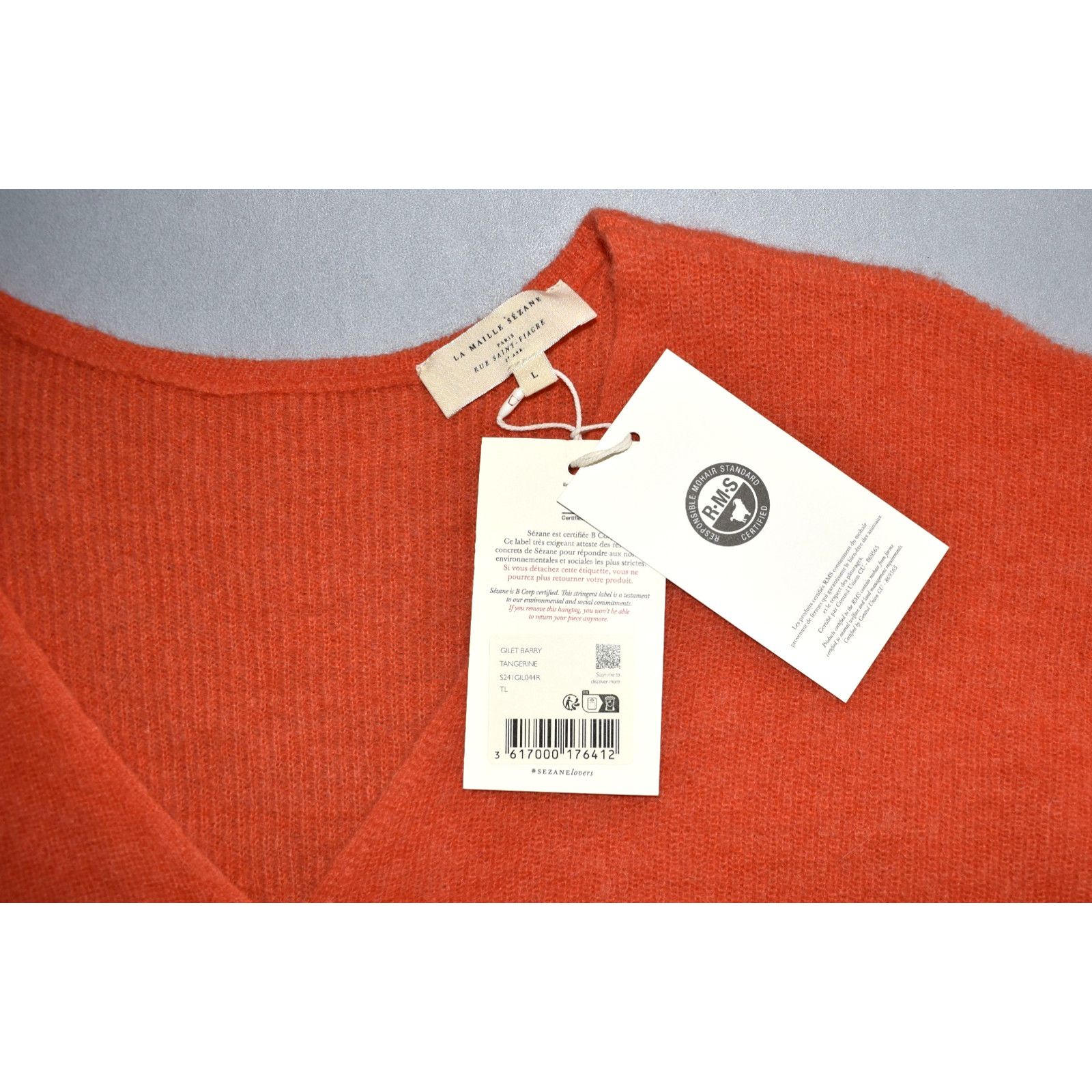 Sezane NWT LA MAILLE SEZANE Gilet Barry Mohair Alpaca Sweater Sz L Size L / US 10 / IT 46 - 6 Thumbnail