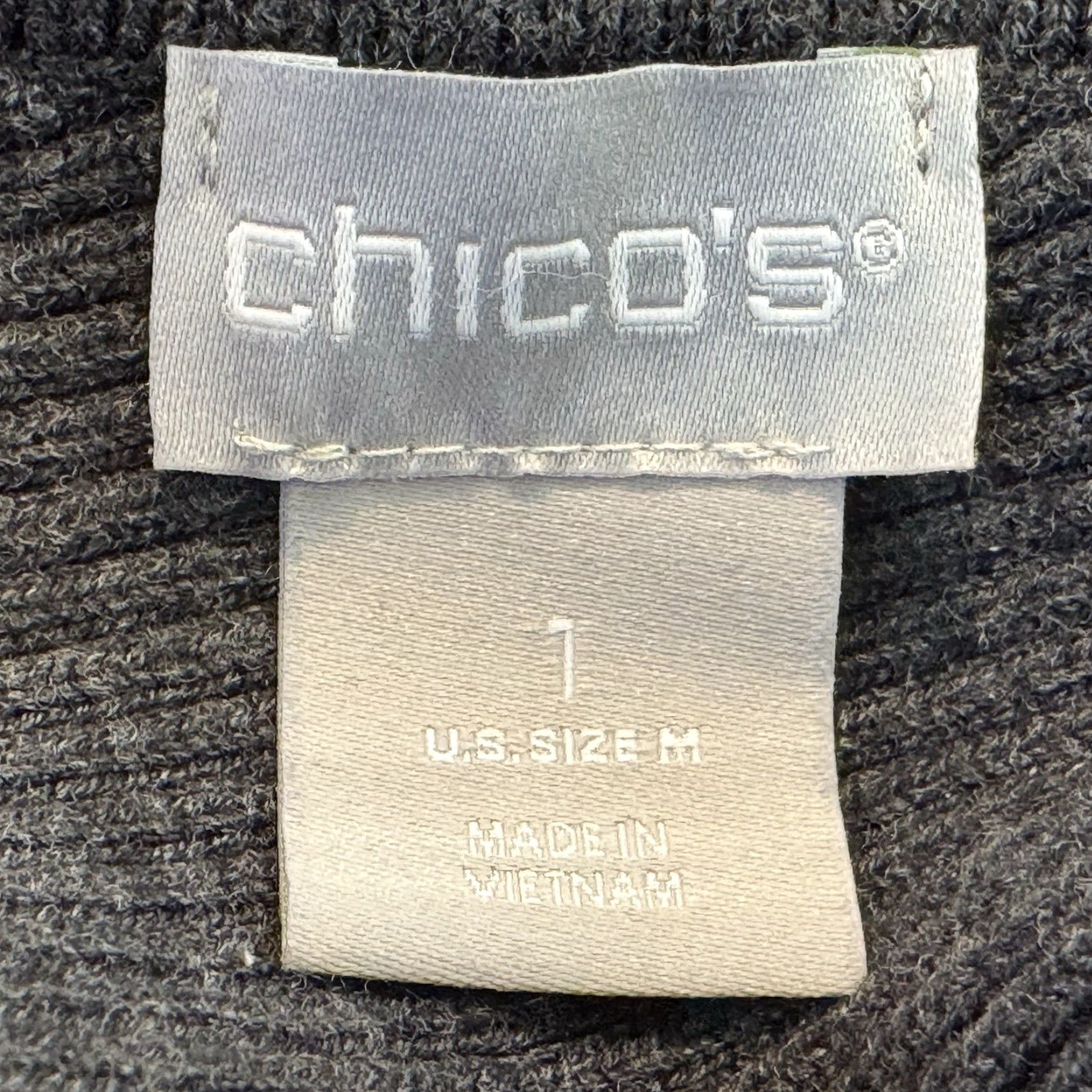 Vintage Chico’s Women’s Pullover Sweater Long Sleeve Size M Gray Textured Stripe Asymmetrical Hem Knit Tunic Size M / US 6-8 / IT 42-44 - 7 Thumbnail