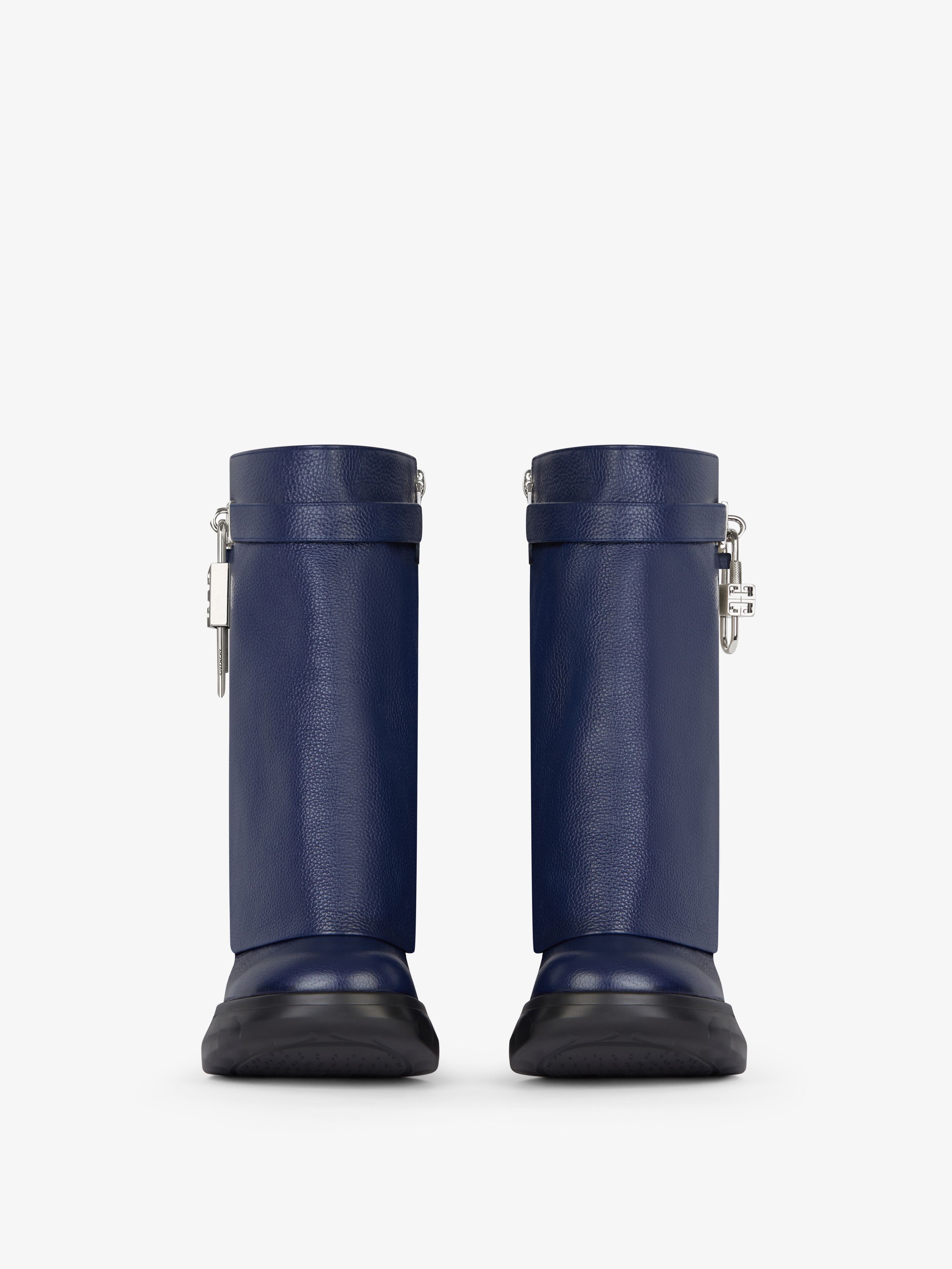 Givenchy o1srvl11e0525 Shark Lock Ankle Boots Biker Low Wedge Blue Size US 8 / IT 38 - 3 Thumbnail