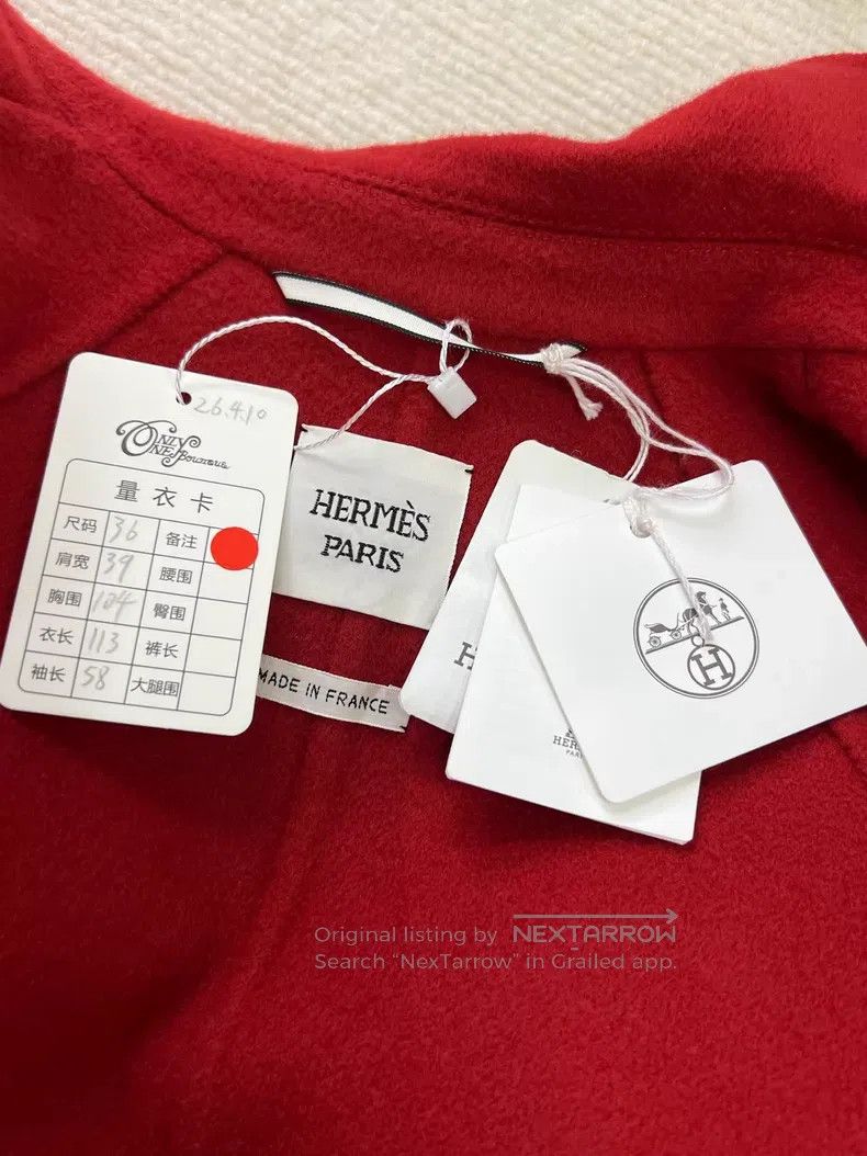 Hermes Hermes Red Collar Tie Cashmere Coat Size XS / US 0-2 / IT 36-38 - 6 Thumbnail
