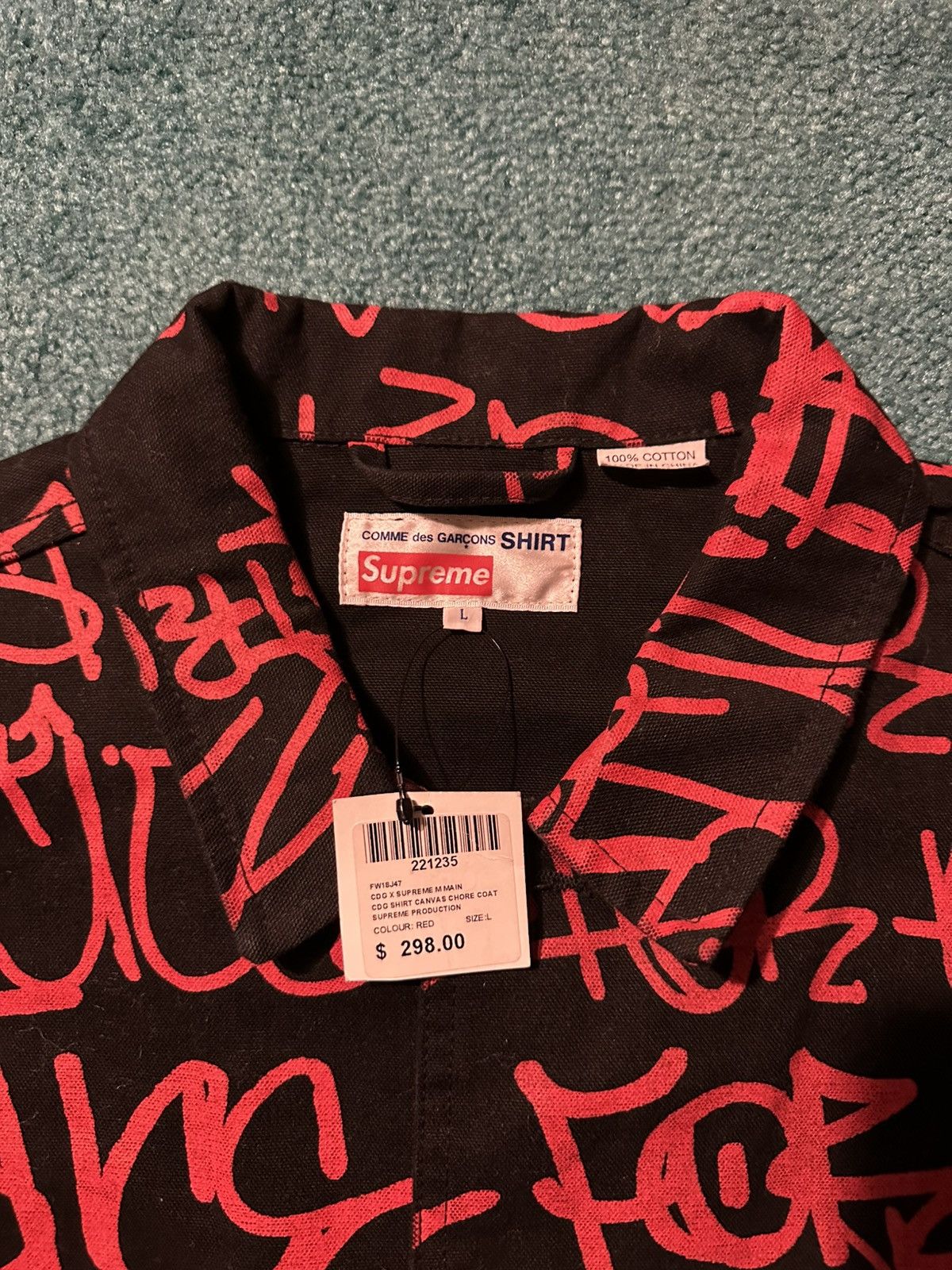 Comme des Garcons SHIRT × Supreme Supreme Comme Des Garçons Shirt Printed Canvas Chore Coat Size US L / EU 52-54 / 3 - 4 Thumbnail