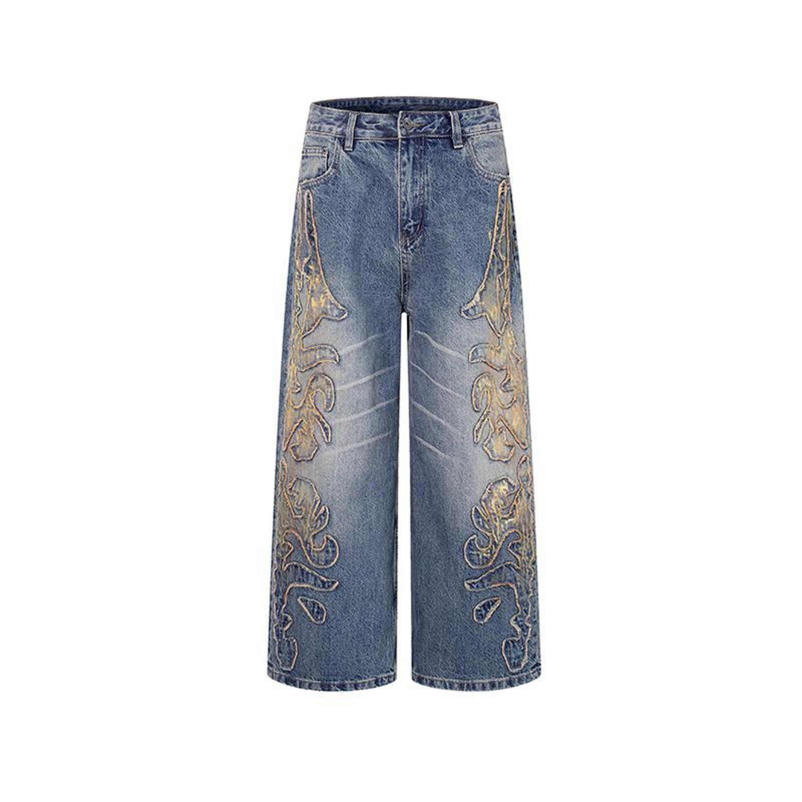 Other Appliqué Denim Premium Wide-Leg Bespoke Jeans Size US 32 / EU 48 - 1 Thumbnail