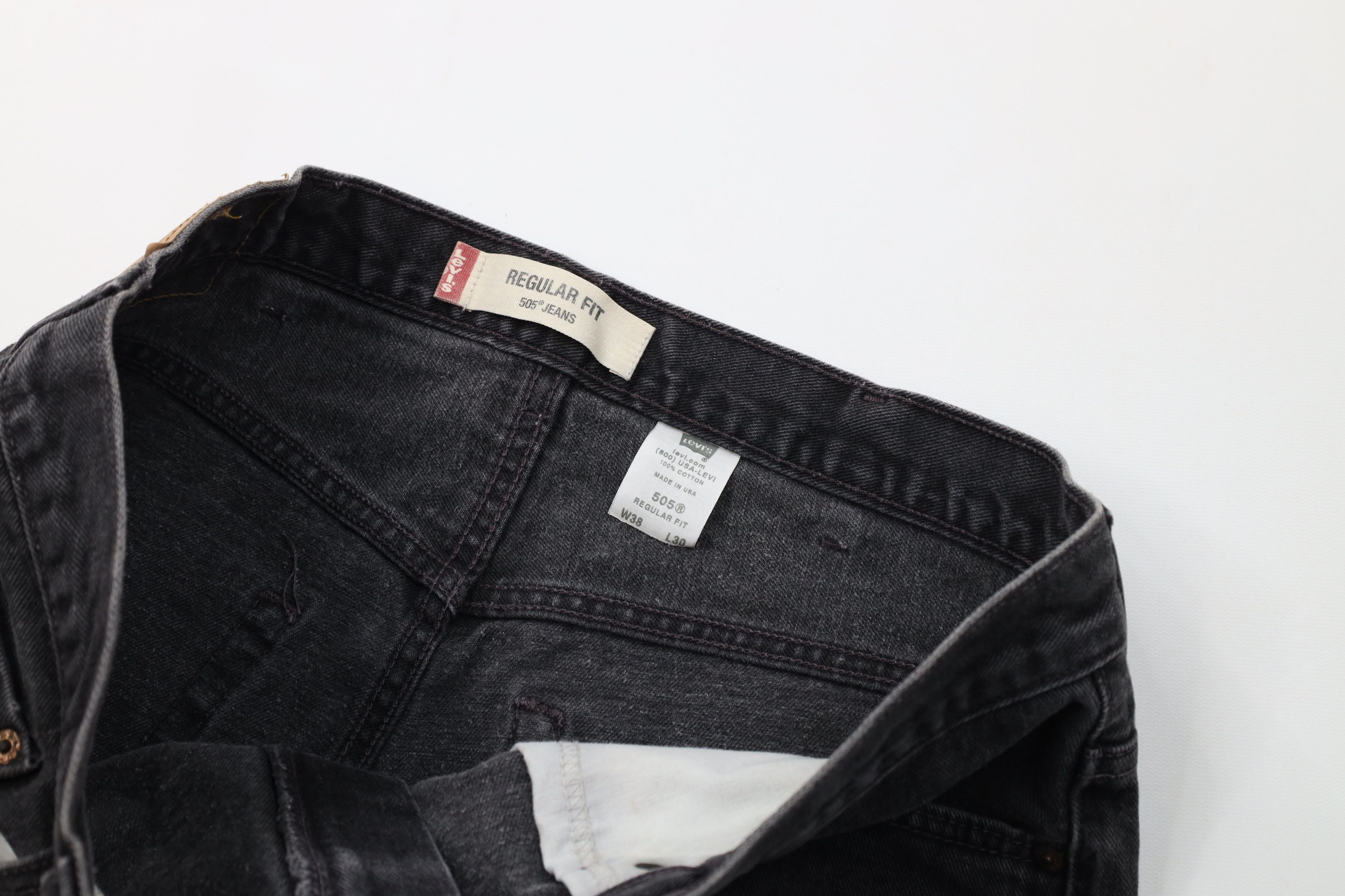 Levi's Vintage Y2K 2003 Levis 505 Regular Straight Leg Jeans Black Size US 38 / EU 54 - 8 Thumbnail