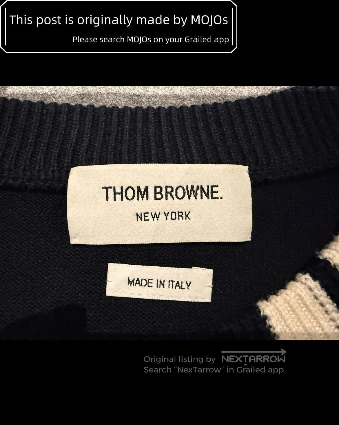 Thom Browne Sz 5 Thom Browne Neck White Stripe Navy Knitwear. Size US XXL / EU 58 / 5 - 4 Thumbnail
