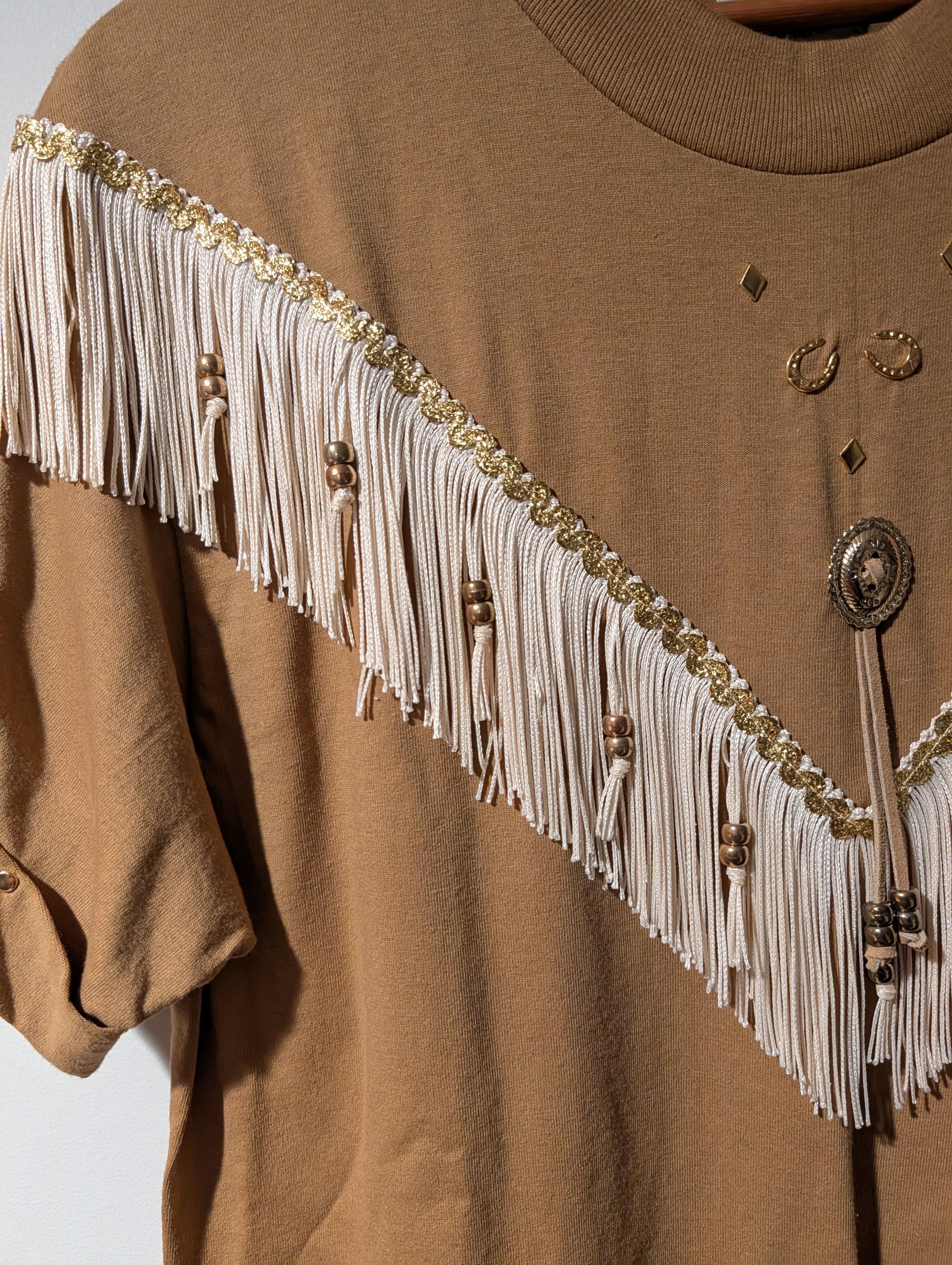 Country Road Vintage 90s Southwestern by Hazelwoods Fringe Womans Top Size L / US 10 / IT 46 - 3 Thumbnail