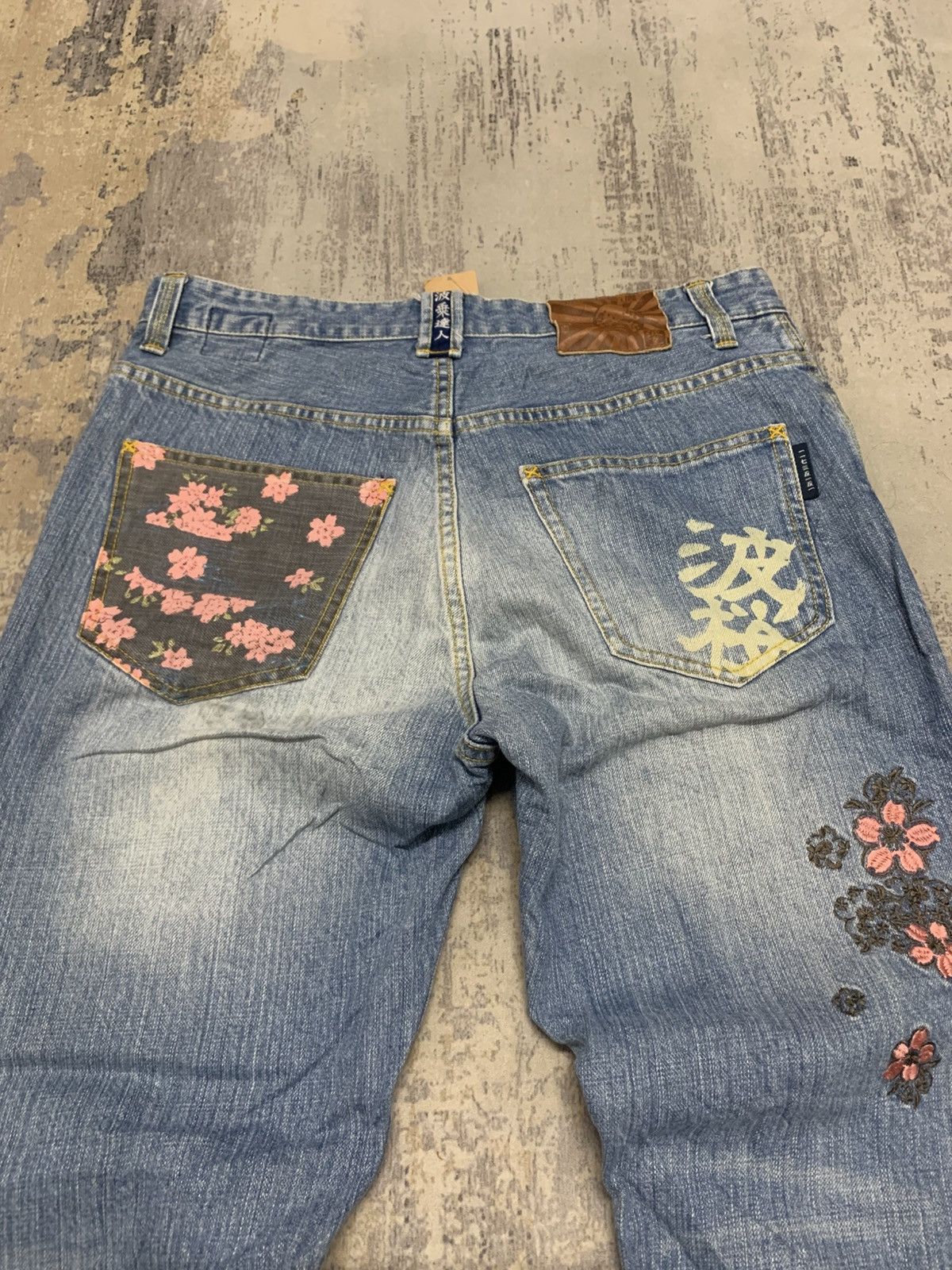 Japanese Brand Rare Namitatsu Japanese Embroidered Sakura Sukajan Denim Size US 33 - 8 Thumbnail