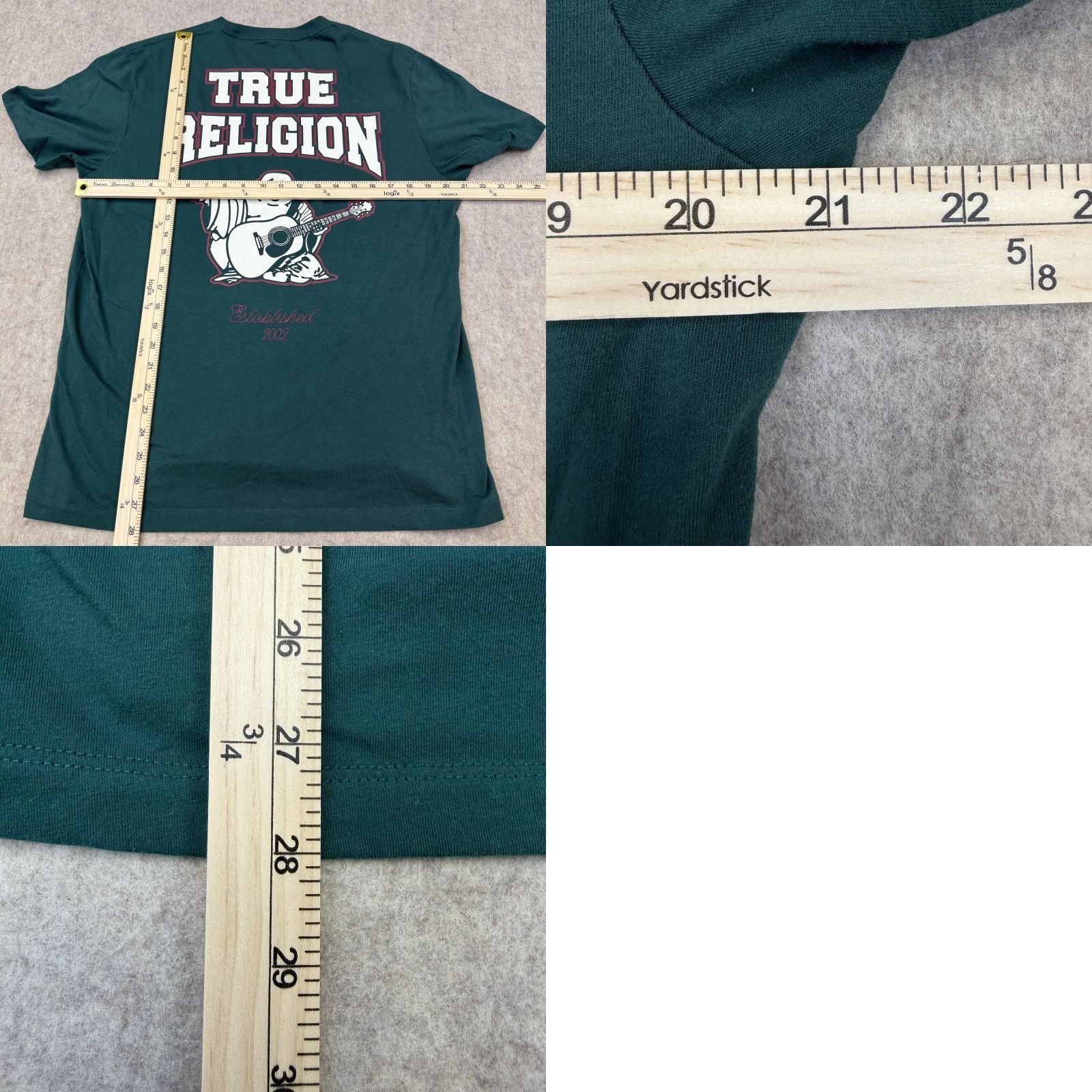 True Religion True Religion Shirt Mens Large Green Buddha Guitar Graphic Double Sided Tee Size US L / EU 52-54 / 3 - 8 Thumbnail