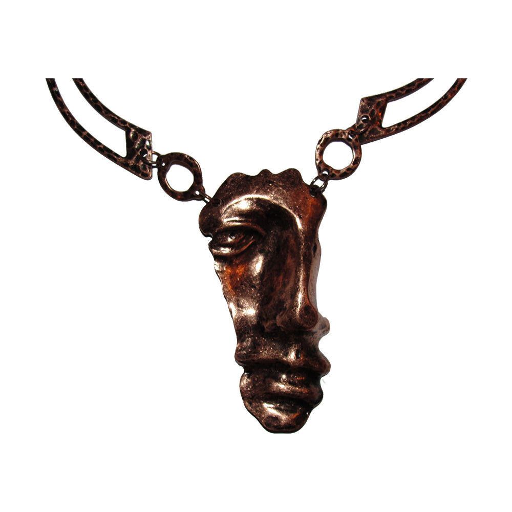 Designer Abstract Copper Plated Figural Face Necklace Size ONE SIZE - 3 Thumbnail