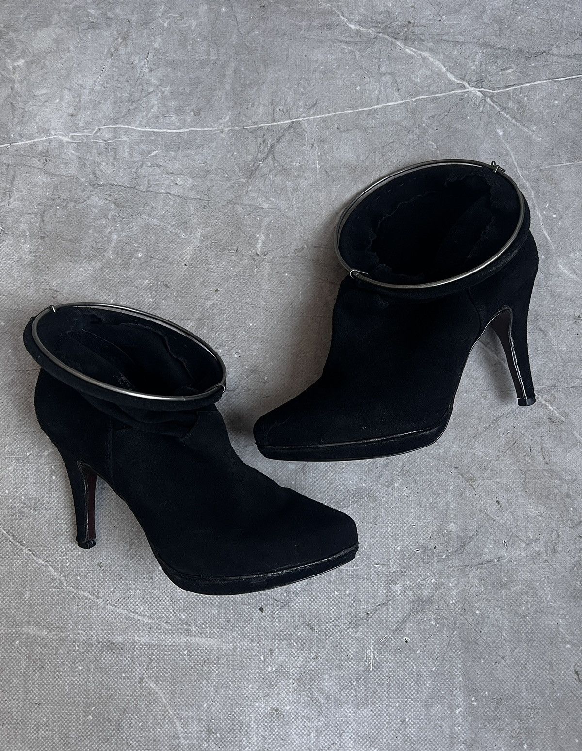 Diesel Rick owens style leather suede black heel boots diesel y2k Size US 7 / IT 37 - 10 Thumbnail