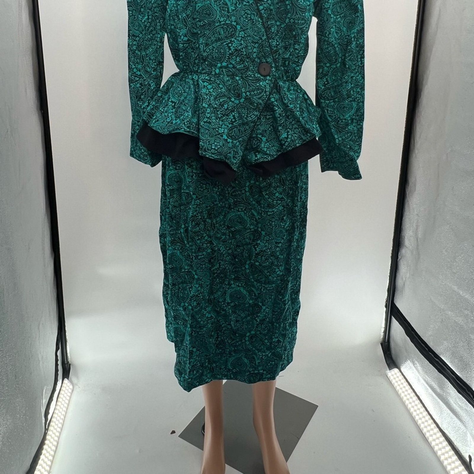 & Other Stories JP Collection Women’s Emerald Green & Black Paisley Size 36" / US 14 / IT 50 - 5 Thumbnail