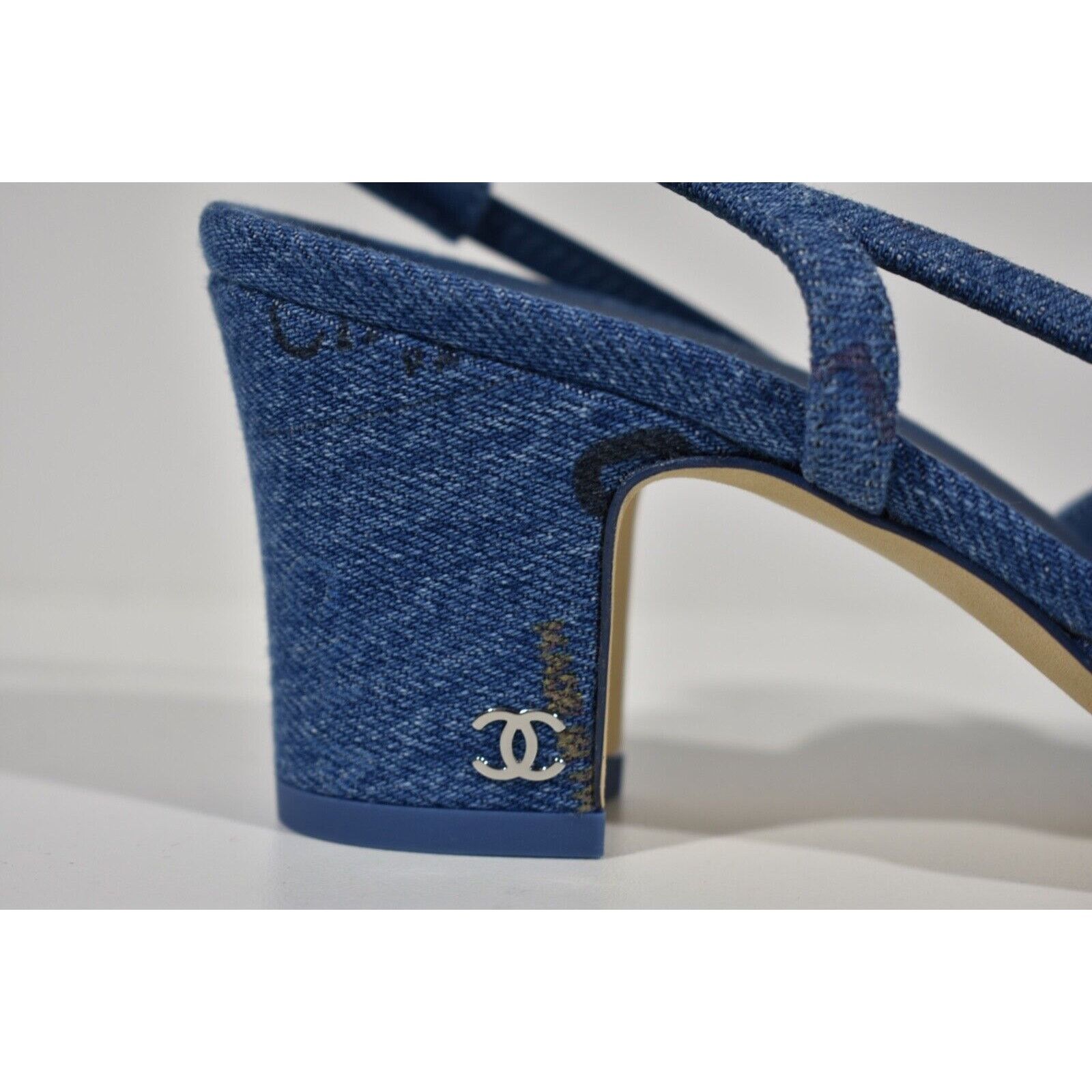 Chanel 22P Mademoiselle Coco Sling Denim Slingback Sandal Heel 41 Size US 11 / IT 41 - 3 Thumbnail