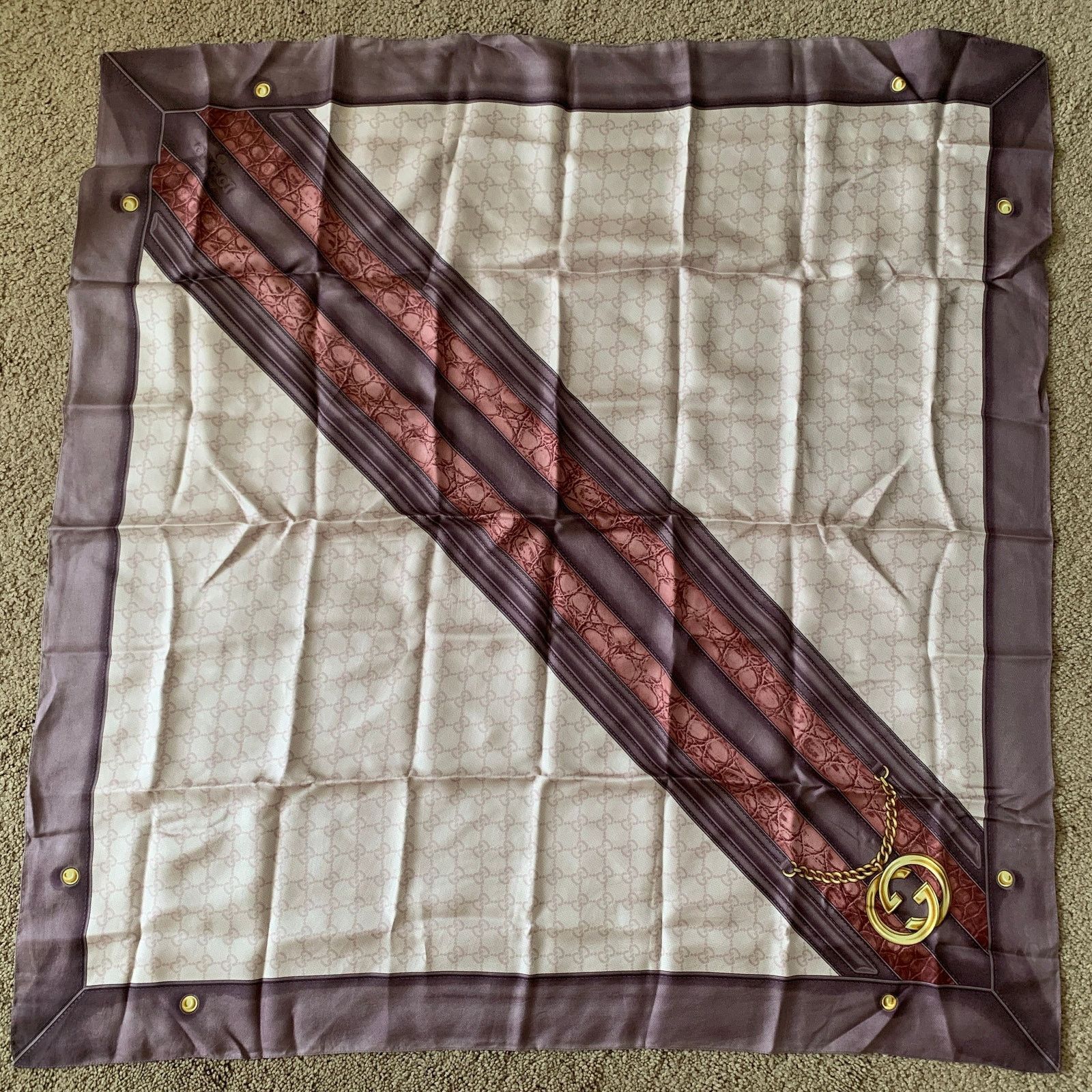 Gucci G1061 Gucci monogram large pure silk scarf with dust bag Size ONE SIZE - 2 Thumbnail