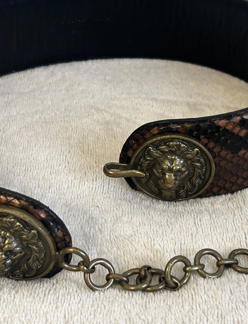Yves Saint Laurent YSL Vintage Collector Logo // Lion Head Python & Chain Belt Size ONE SIZE - 2 Thumbnail