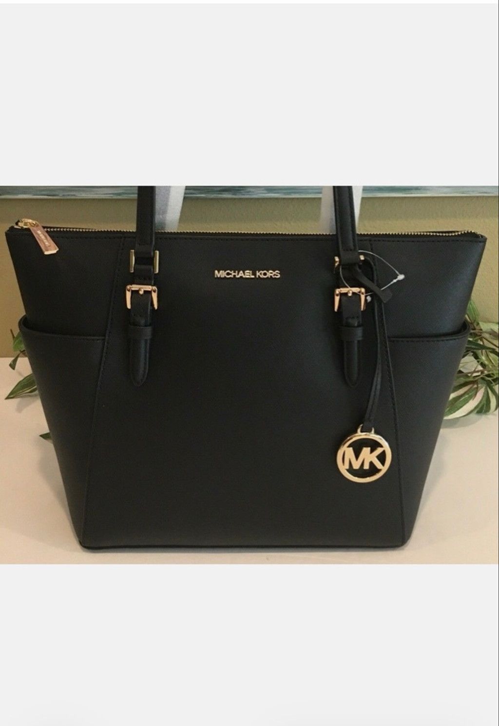 Michael Kors Michael Kors Charlotte Black Leather Large Zip Tote Bag Size ONE SIZE - 1 Thumbnail