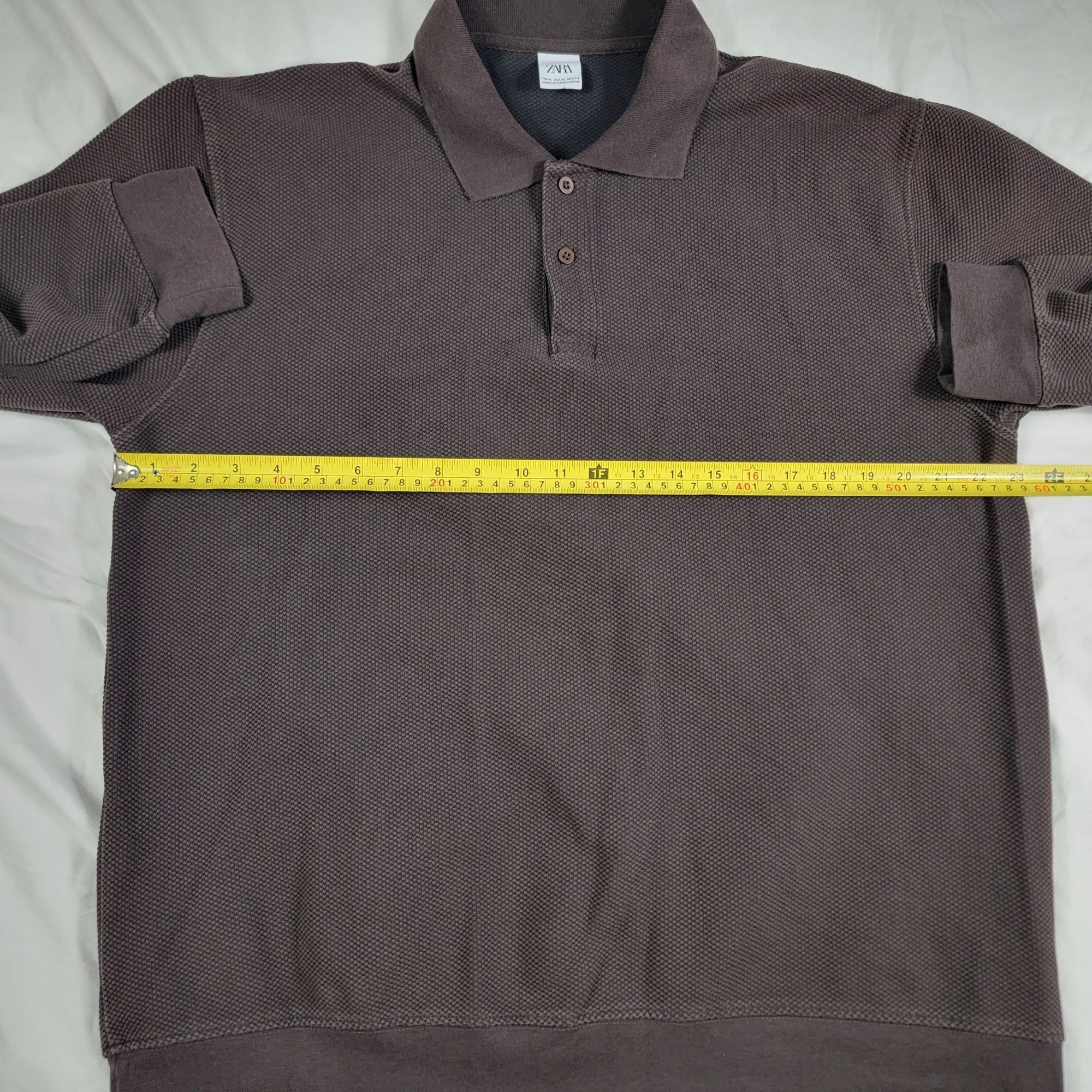 Zara Zara Mens XL Brown Long Sleeve Polo Shirt Casual Formal Part Size US XL / EU 56 / 4 - 4 Thumbnail