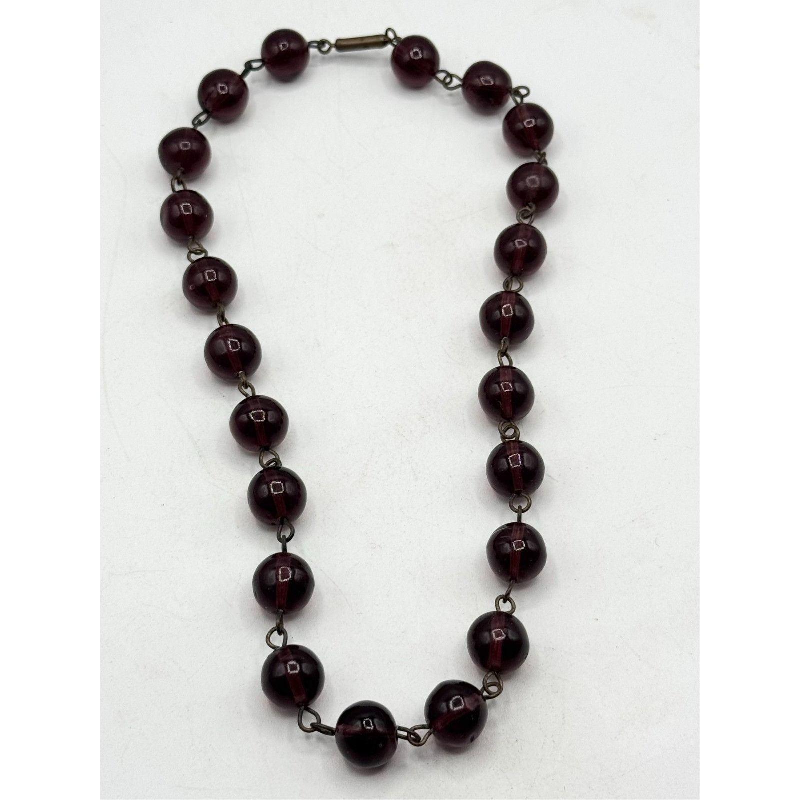 Vintage Estate purple glass beaded chain link necklace Size ONE SIZE - 2 Thumbnail