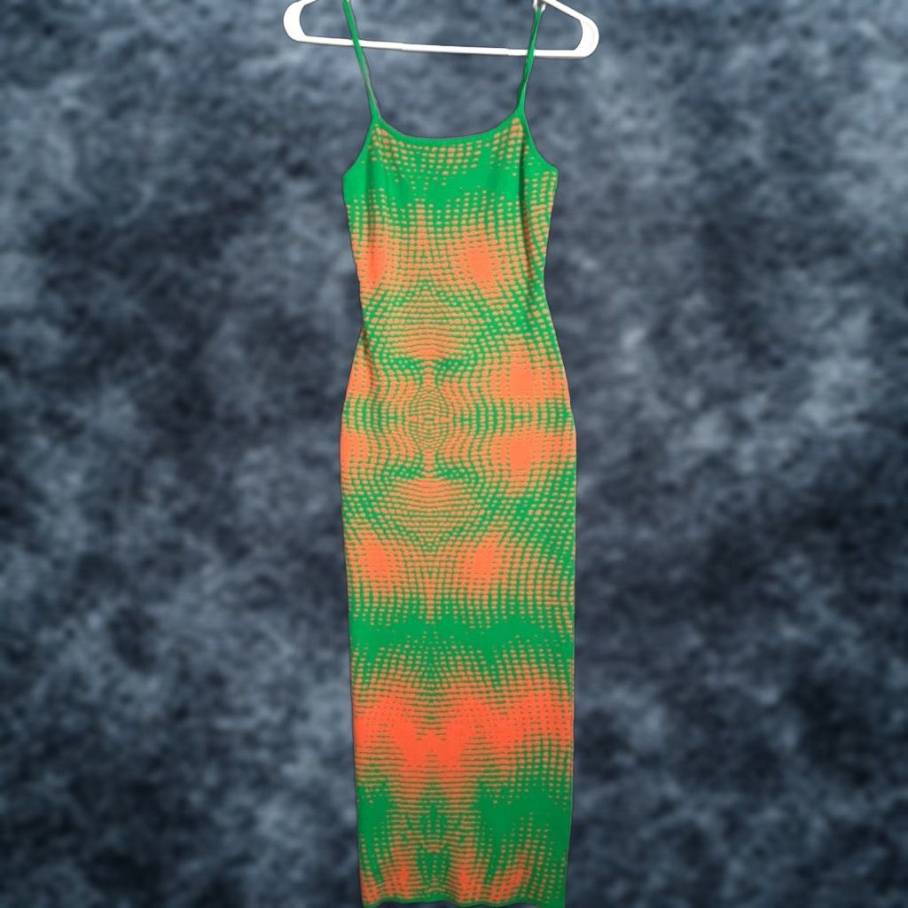 Vintage Hera Collection Womens Medium Green & Orange Bodycon Maxi Dress Spaghetti Straps Dress Maxi Spaghetti Straps Green Orange Bodycon Womens M Size M / US 6-8 / IT 42-44 - 1 Thumbnail