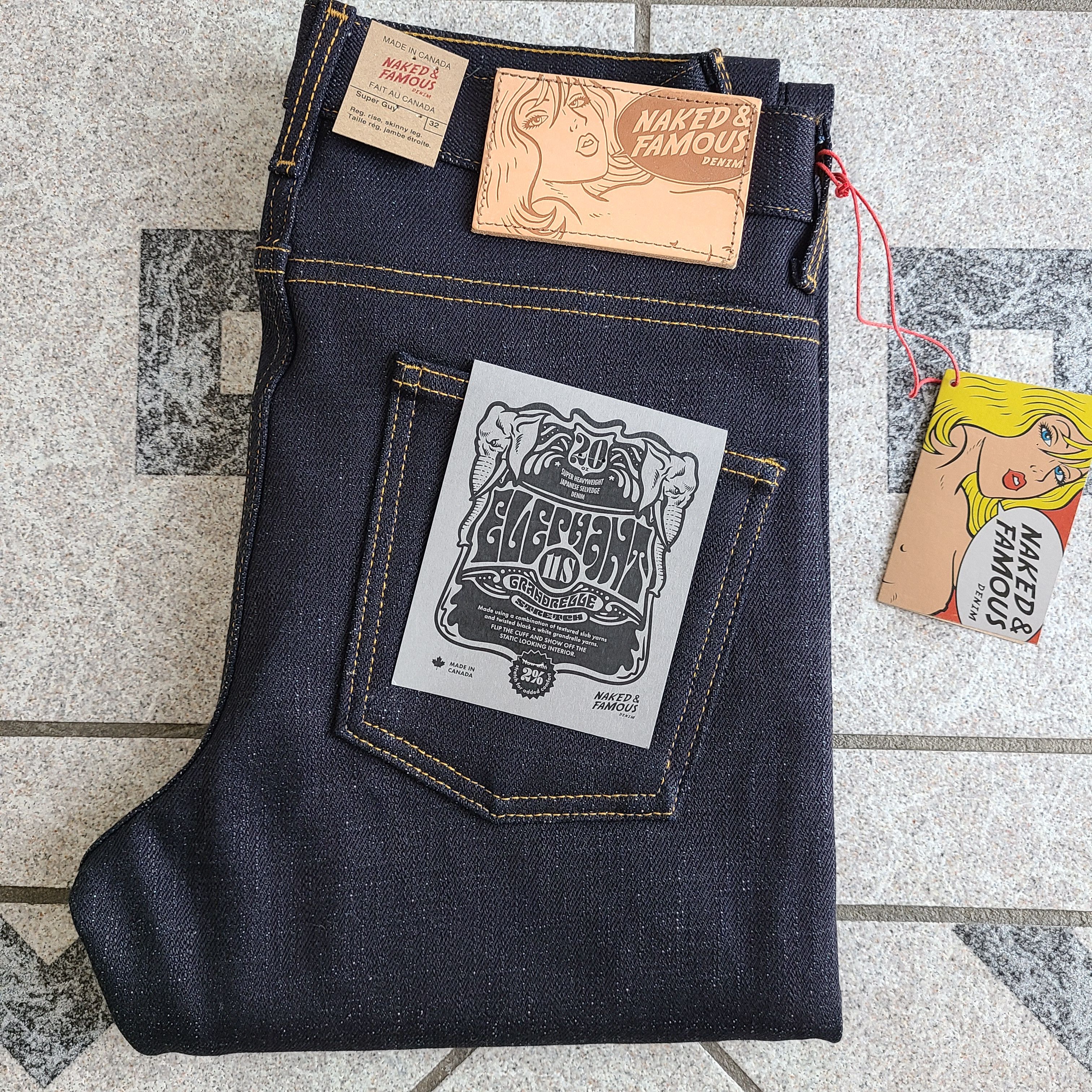 image of Naked Famous Naked & Famous Elephant 11S Grandrelle Stretch Super Guy 32 in Dark Indigo, Men's