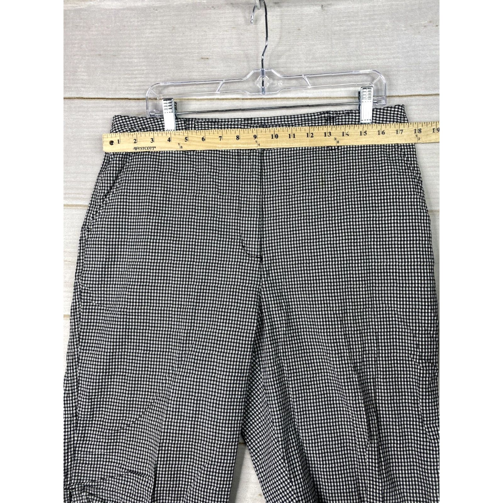 Vintage Karen Scott Skimmer Shorts Womens 14 Black White Check Stretch Cotton 12" Inseam Size 36" / US 14 / IT 50 - 3 Thumbnail