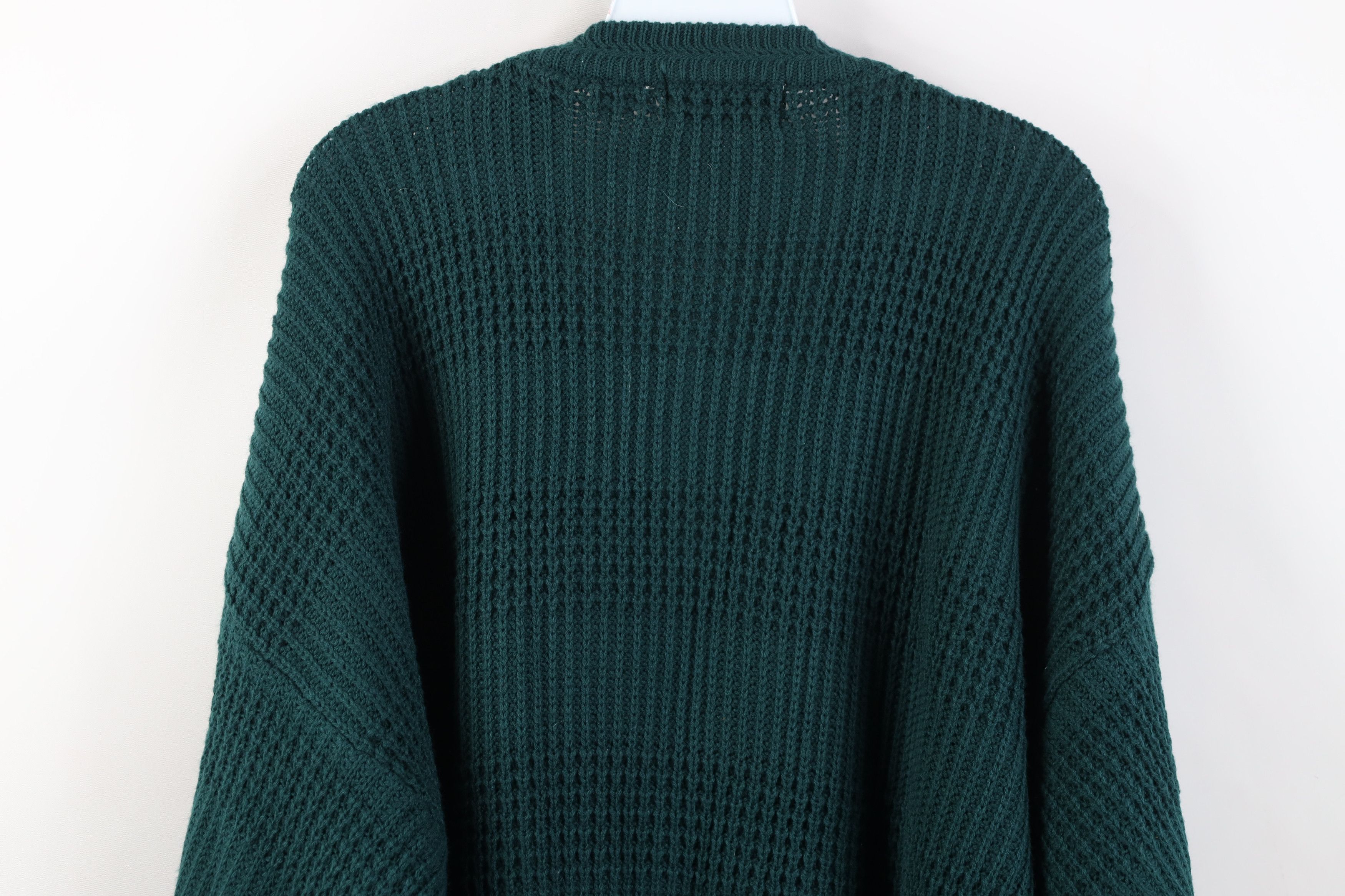 Vintage Vintage 90s Streetwear Ribbed Knit Cardigan Sweater Green Size US XL / EU 56 / 4 - 11 Thumbnail