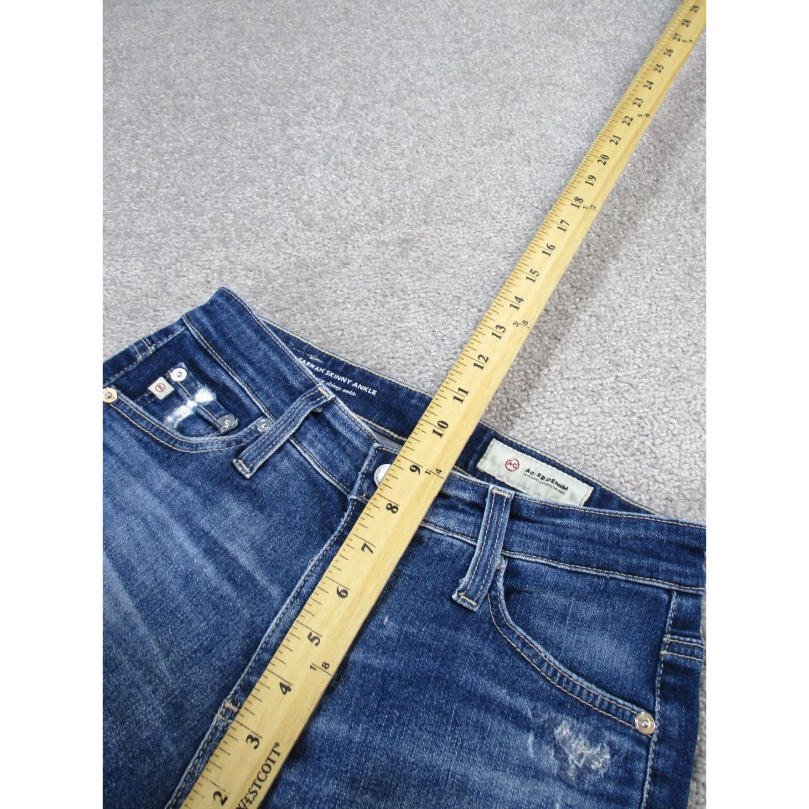 AG Jeans VINTAGE AG Adriano Goldschmied Womens Jeans Skinny Ankle 25 Dark Wash Ripped Zipper 2010s Womens Size 42" / US 20 - 6 Thumbnail
