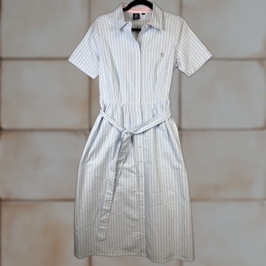 Beverly Hills Polo Club Beverly Hills Polo Club Shirt Dress Womens M Sport Fit Short Sleeve Midi Blue Dress Length Shirt DressM Size M / US 6-8 / IT 42-44 - 1 Thumbnail