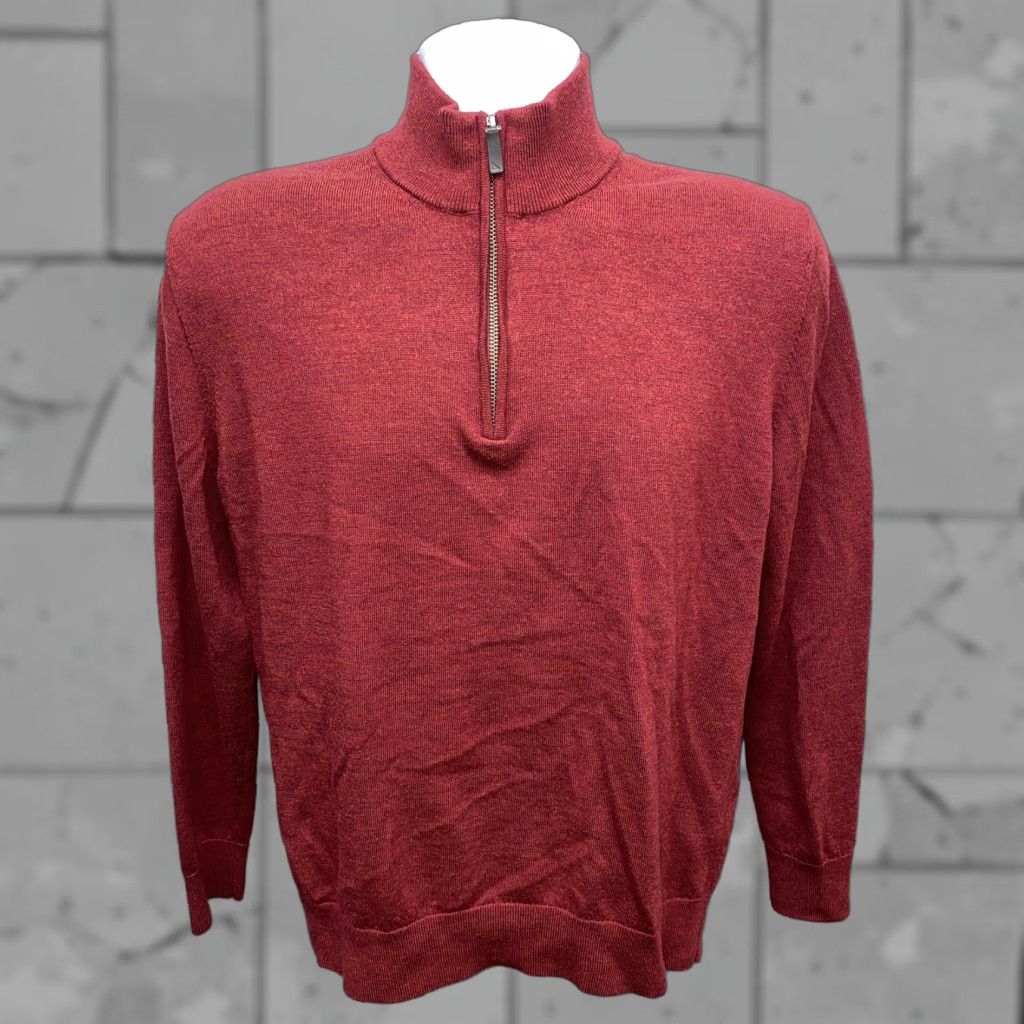 UNTUCKit UNTUCKiT Mens Red Merino Wool 1/2 Zip Warm Pullover Sweater Size M Size US M / EU 48-50 / 2 - 1 Thumbnail
