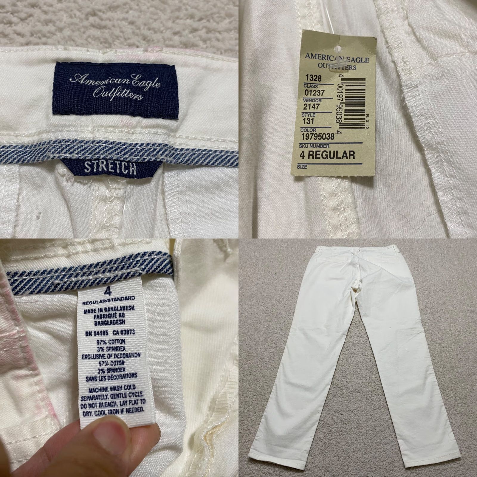 American Eagle Outfitters VINTAGE American Eagle Jeans Womens 4 White Skinny Stretch Cotton Denim Pants Casual Size 27" / US 4 / IT 40 - 8 Thumbnail
