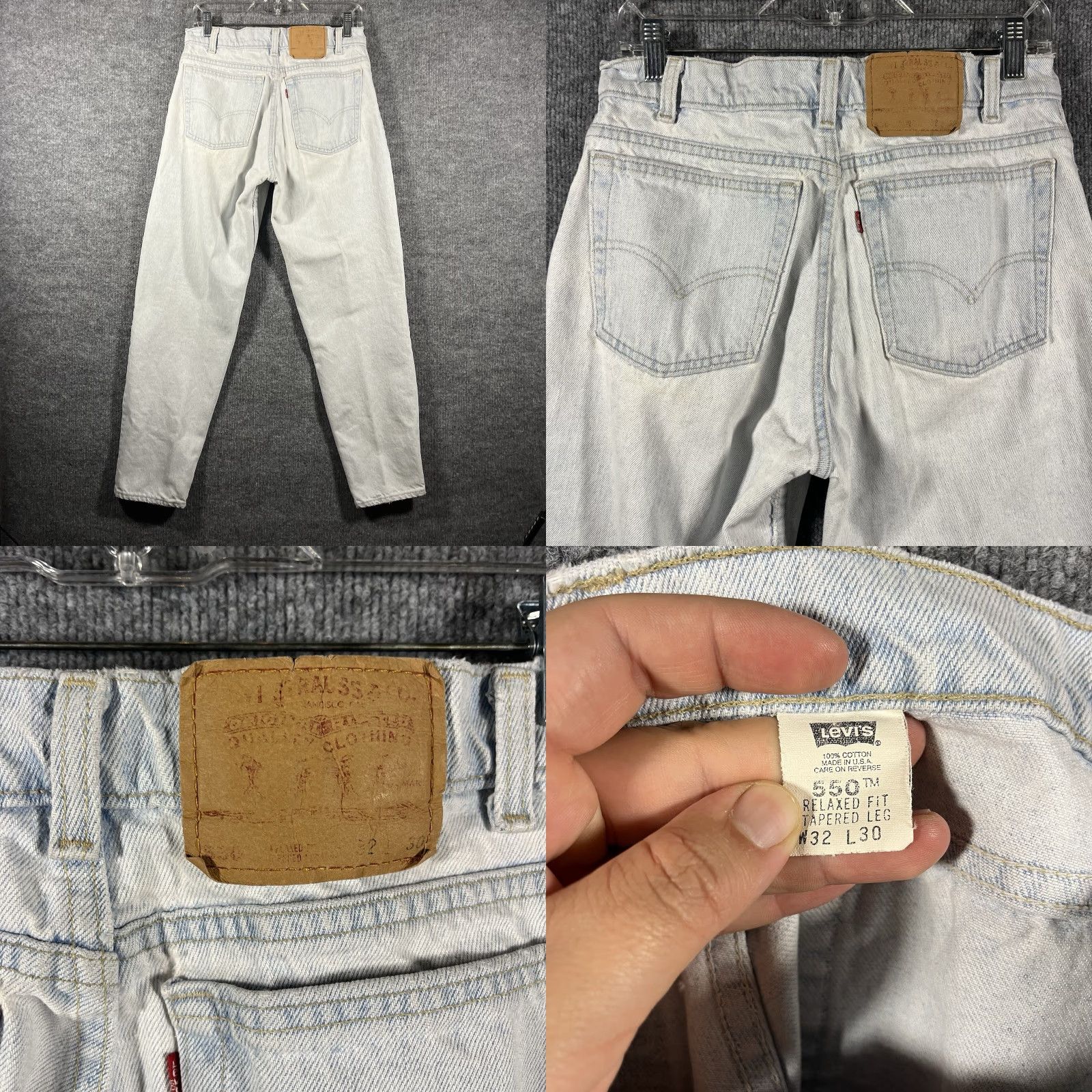 Levi's VINTAGE Levi's 550 Jeans Mens 29x28 Light Blue Wash Tapered 5-Pocket Denim USA Made Size US 29 - 8 Thumbnail