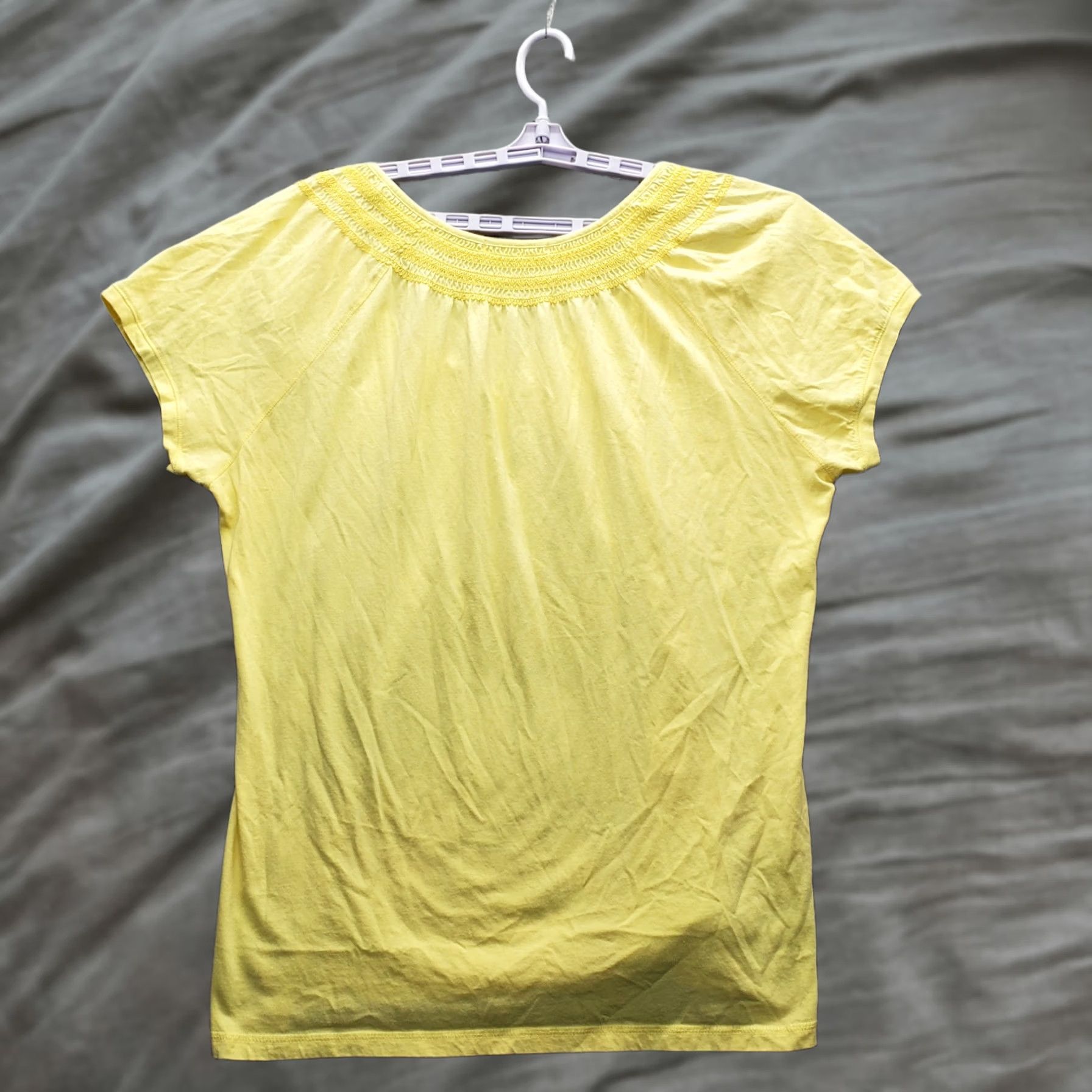 Bugle Boy Bugle Boy Womens 3X Yellow Peasant Top Short-Sleeve Round Neck Tie Front Blouse Shirt Dressy Casual Shirt Womens Size 3X Yellow Size XXL / US 16-18 / IT 52-54 - 1 Thumbnail