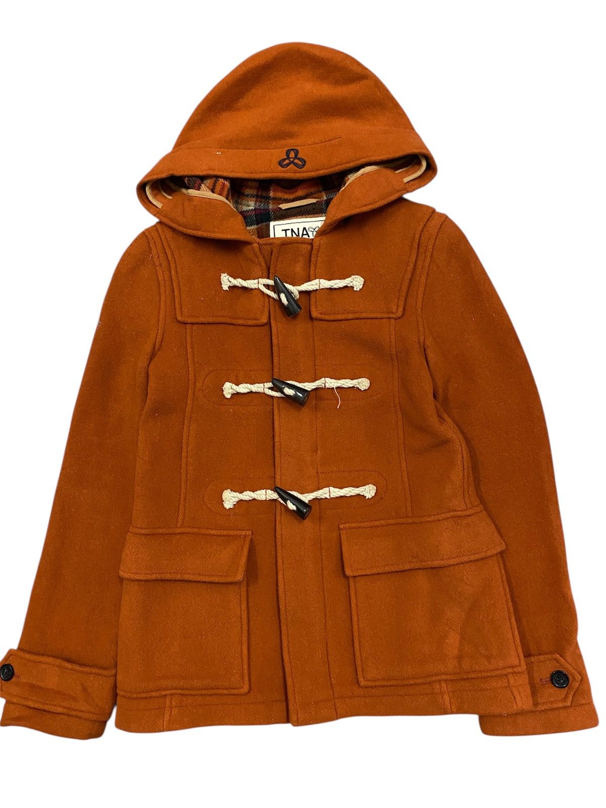 Aritzia TNA Aritzia Rust Orange Wool Duffle Coat Toggle Jacket Plaid Size US XS / EU 42 / 0 - 2 Thumbnail