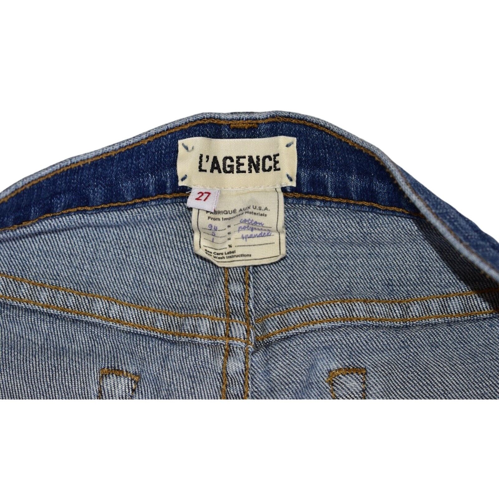 L'AGENCE A6 NEW L'AGENCE Blue Denim Raw Hem Skinny Jeans Size 27 Size 27" / US 4 / IT 40 - 6 Thumbnail