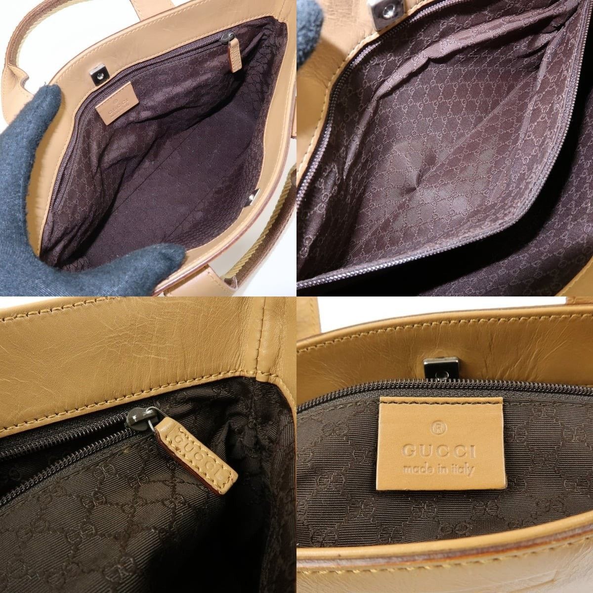 Gucci Gucci Sherry Line Calfskin Tote Tan Size ONE SIZE - 7 Thumbnail