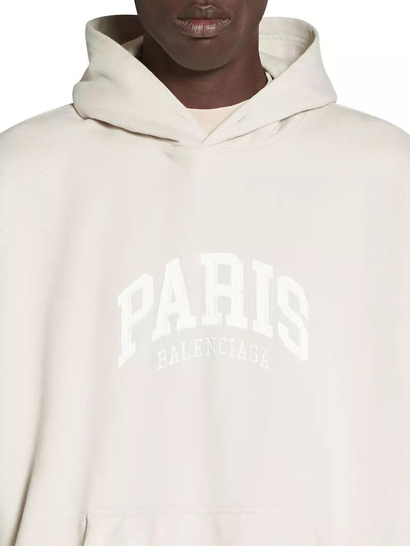 Balenciaga o1mt1gz0824 Cities Paris Hoodie Oversized in Light Beige Size US M / EU 48-50 / 2 - 4 Thumbnail