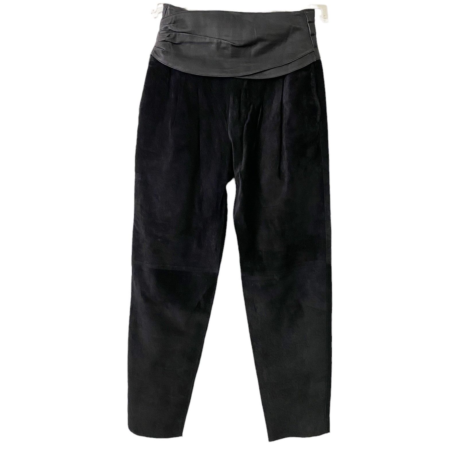 Vintage Vintage Black Suede Leather High Waist Trousers Size 30" / US 8 / IT 44 - 2 Thumbnail