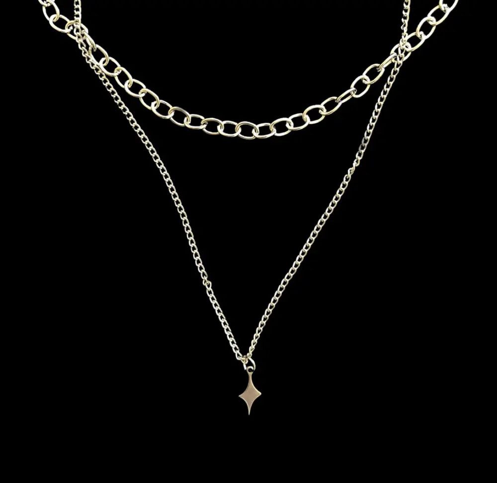Jewelry Star Chain Necklace Punk Gothic Chrome Rock Size ONE SIZE - 5 Thumbnail