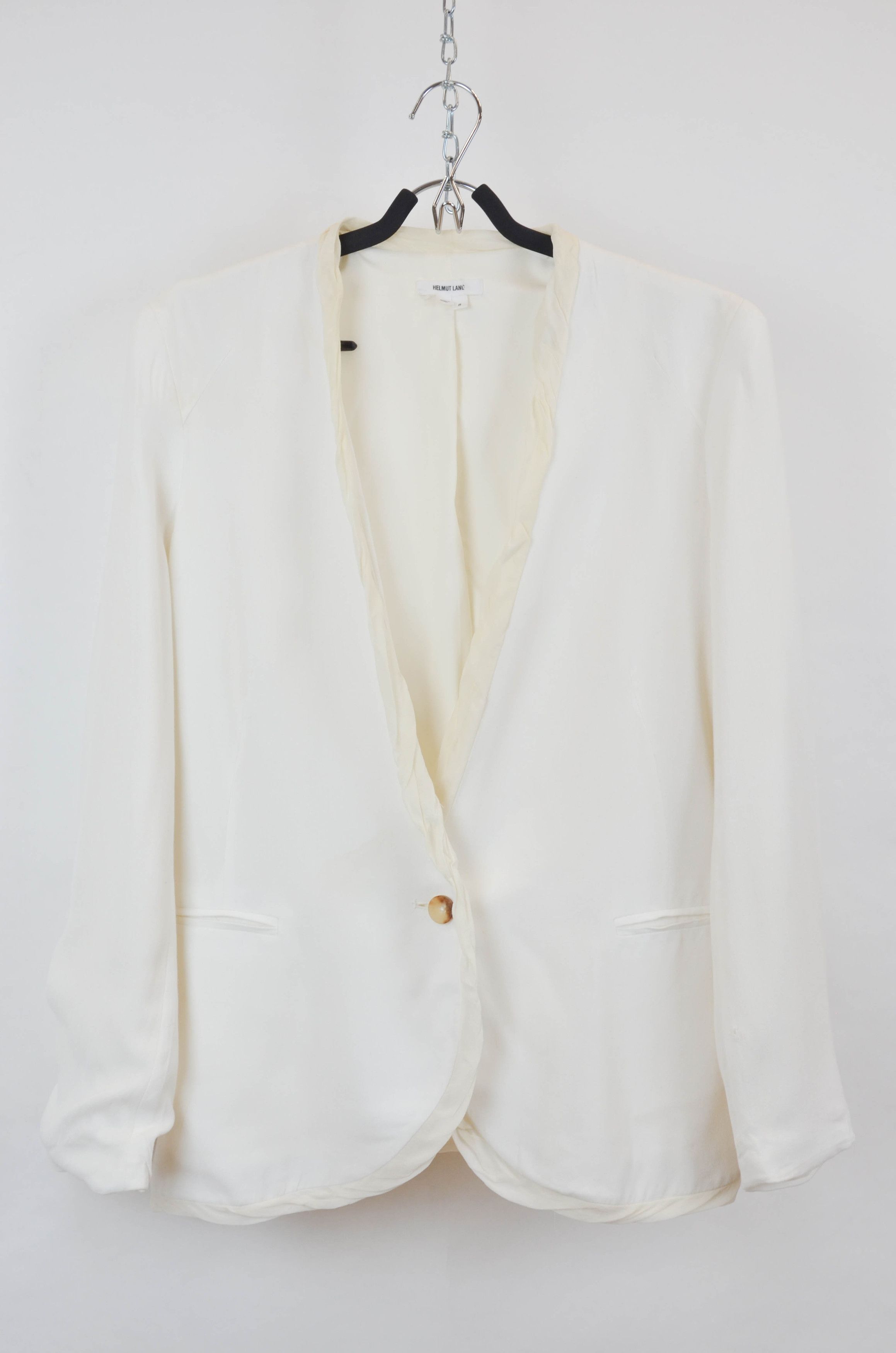 Helmut Lang Helmut Lang Vintage White Viscose Blazer – Size 8 Size M / US 6-8 / IT 42-44 - 1 Thumbnail