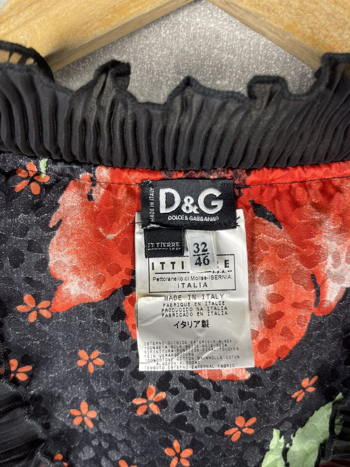 Dolce & Gabbana D&G Dolce & Gabbana Sheer Floral Silk Lace Ruffled Blouse Size L / US 10 / IT 46 - 8 Thumbnail
