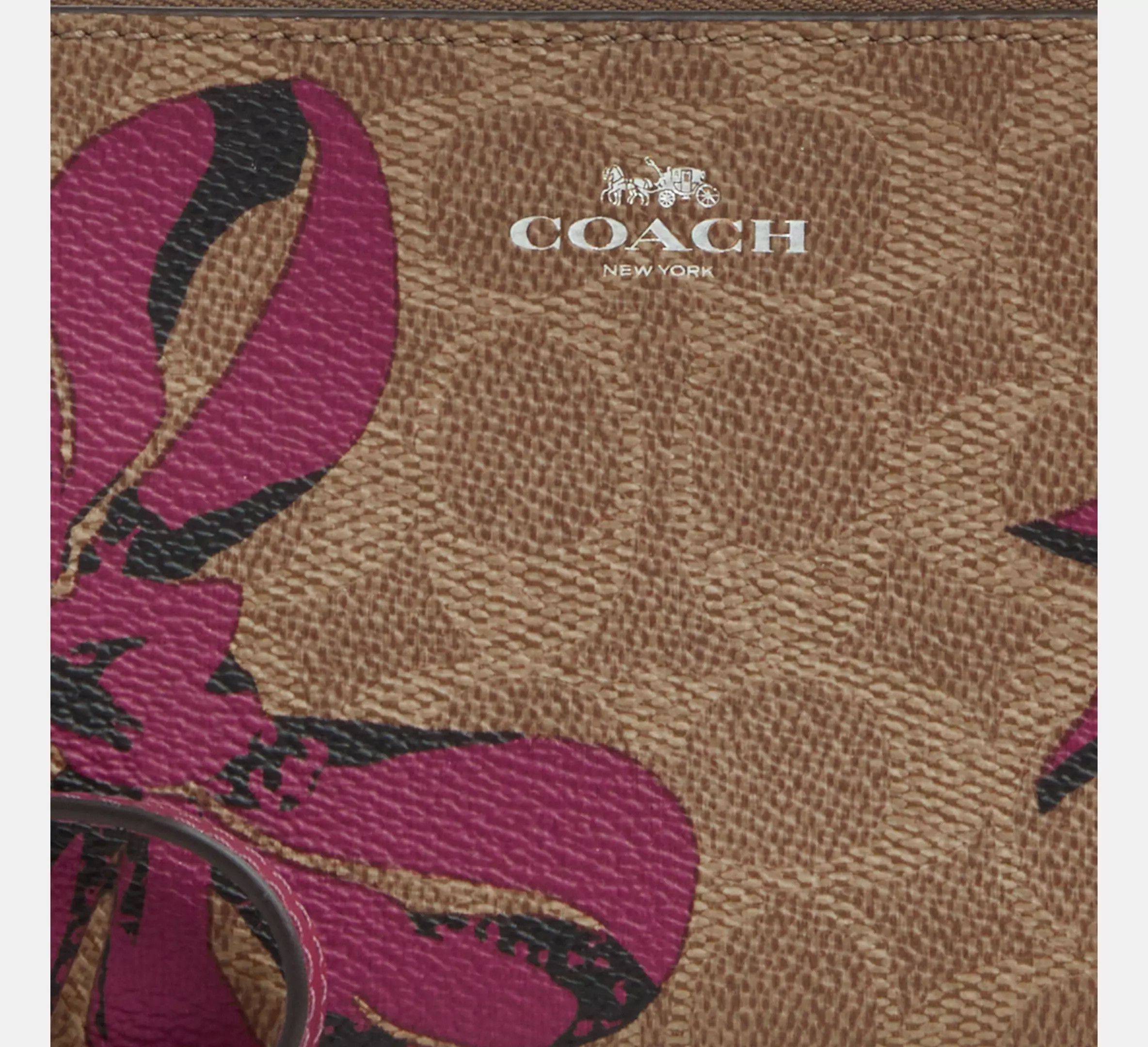 Coach Corner Zip Wristlet In Signature Canvas With Bow Print CZ440 Size ONE SIZE - 7 Thumbnail
