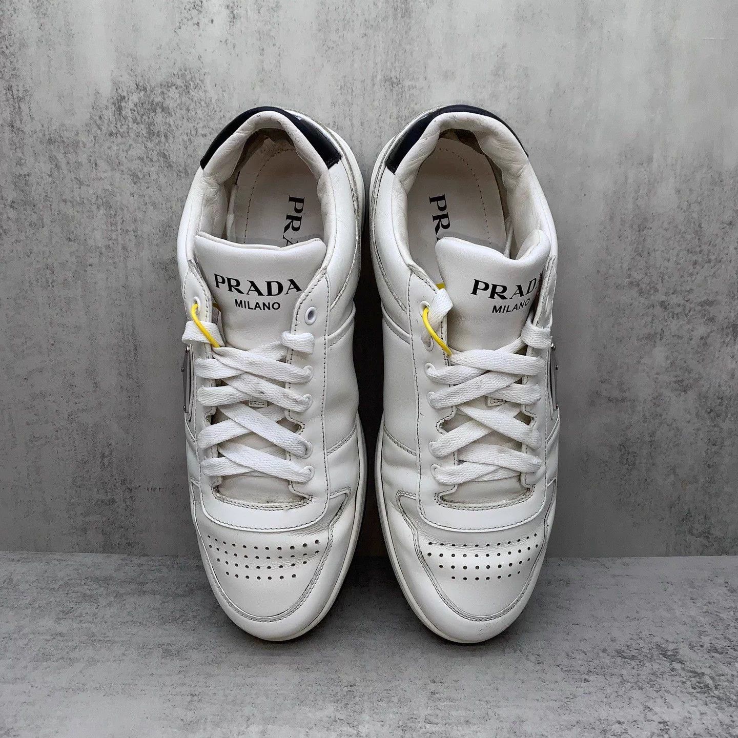 Prada Prada white triangle logo sneakers 43 85% new Size US 10 / EU 43 - 6 Thumbnail