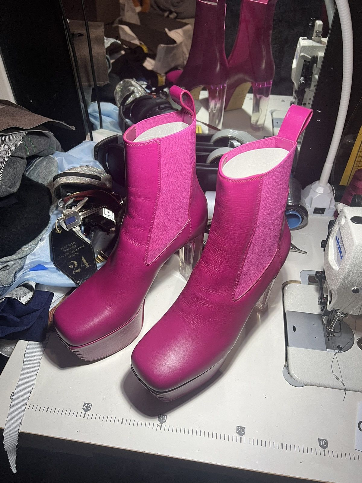 image of Rick Owens Minimal Grill Beatle Kiss Heel Shoes in Pink, Women's (Size 10)